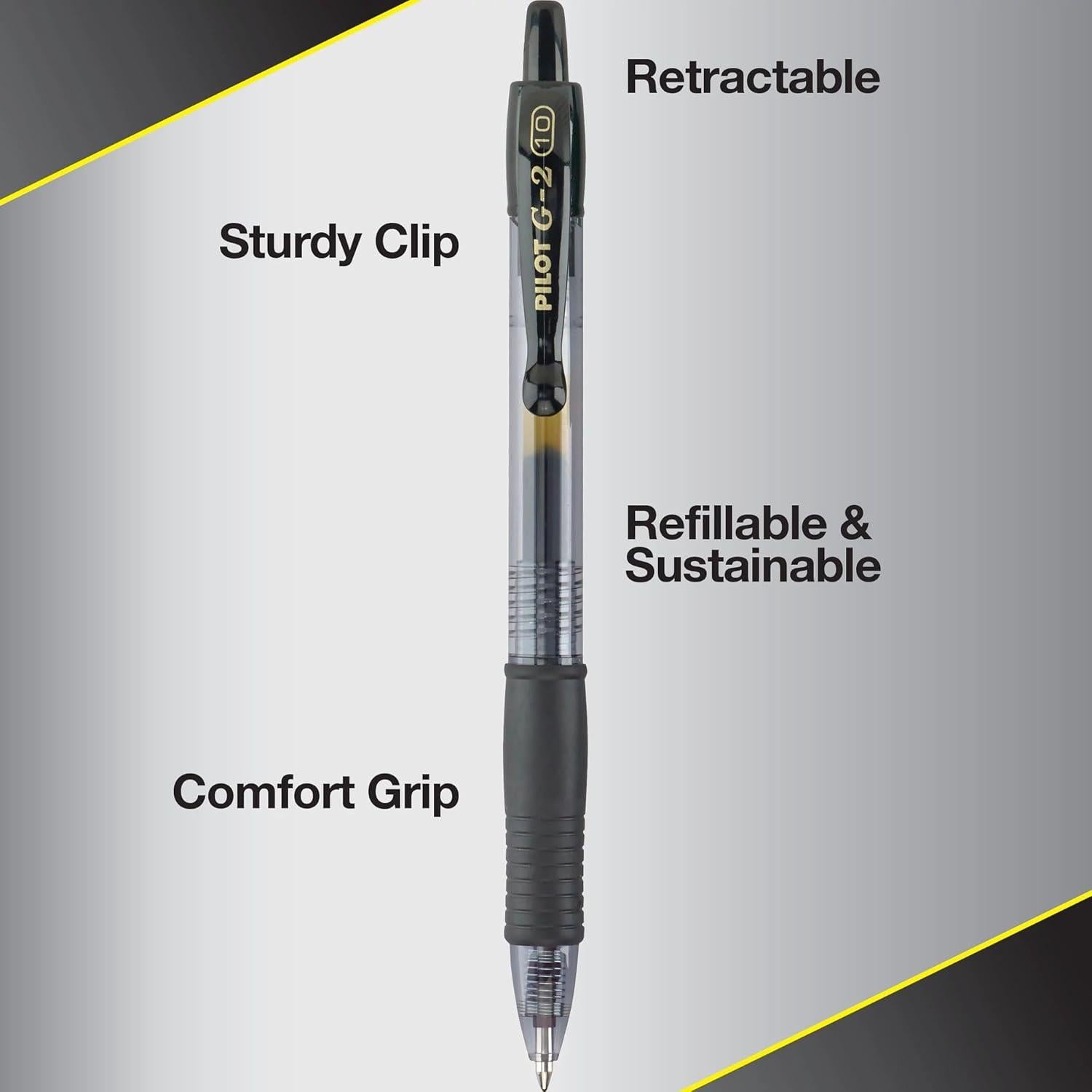 Bolígrafos de Gel Pilot G2, 12 Unidades, Tinta Negra, Punta 1 mm