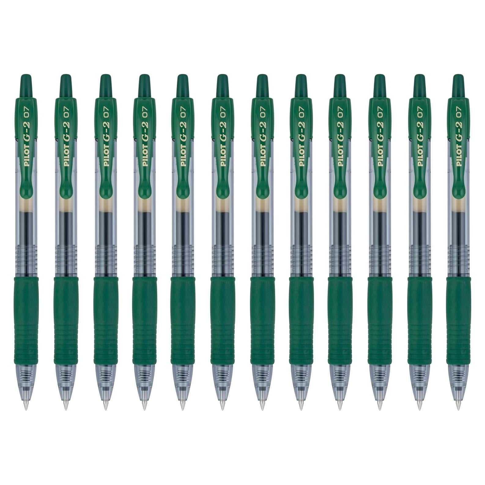 Bolígrafos de Gel Pilot G2 Premium 0.7mm Verde Cazador - 12 Unidades