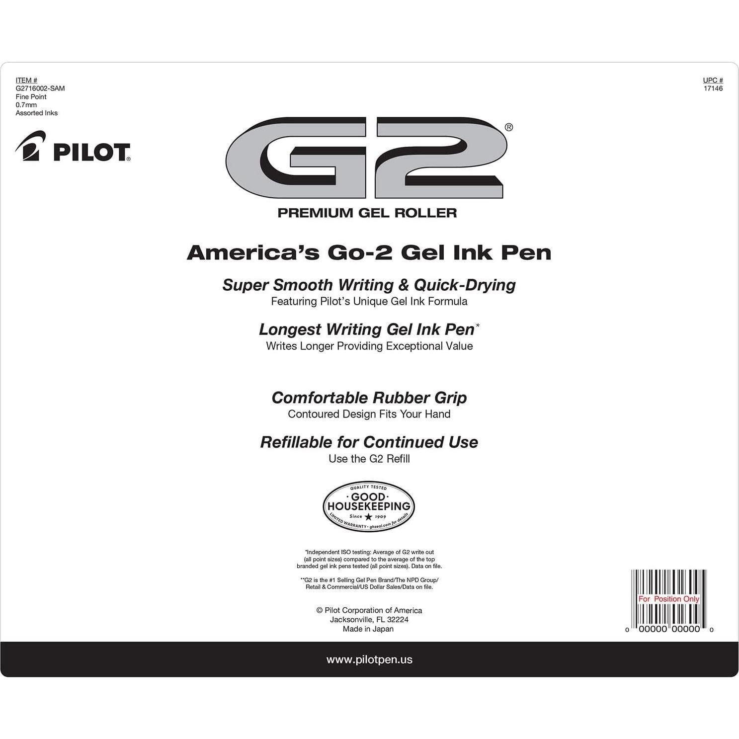 Bolígrafos de Tinta de Gel Pilot G2 Premium 0.7mm 16 Colores