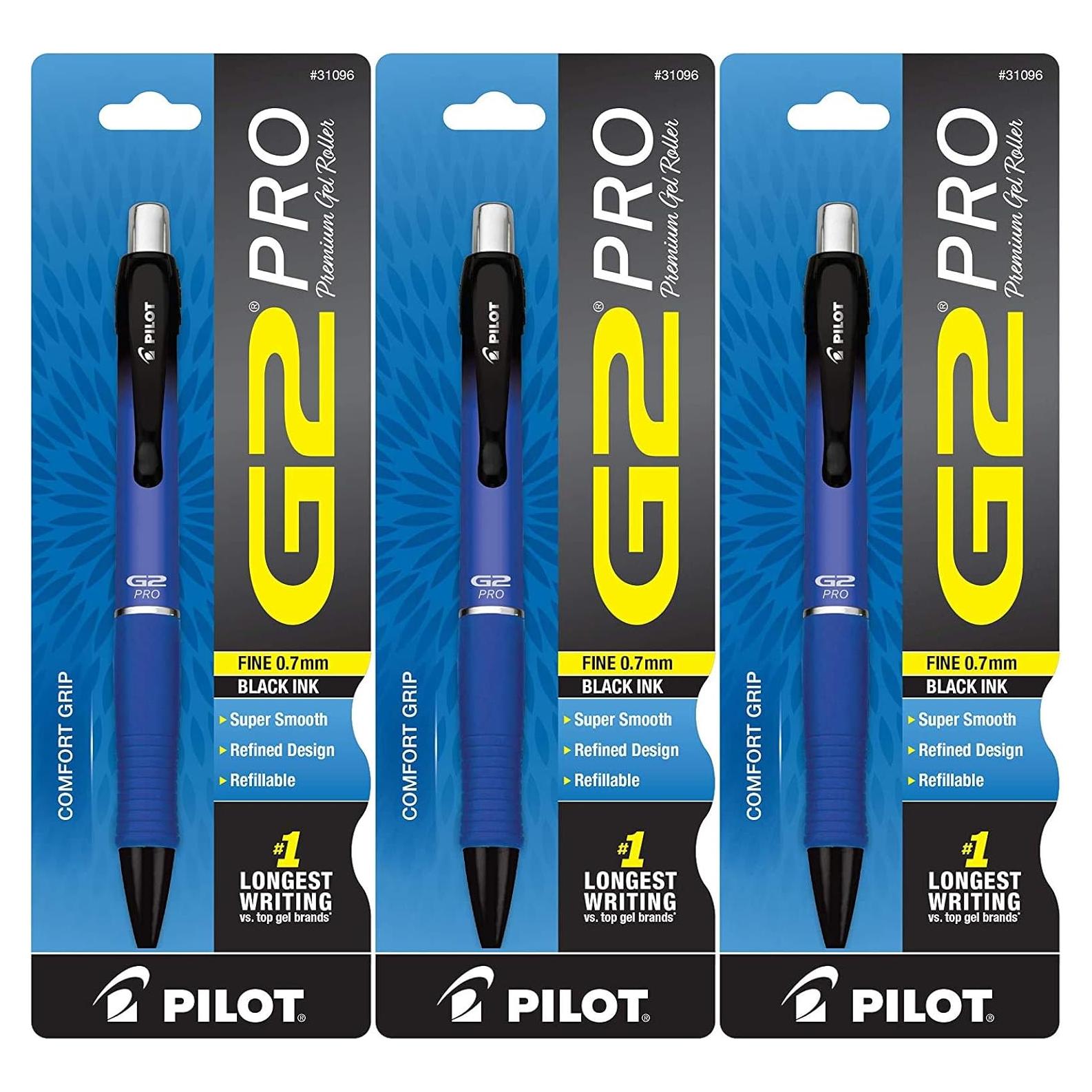 Bolígrafo de Gel Pilot G2 Pro Retráctil 0.3mm Tinta Negra - Paquete de 3
