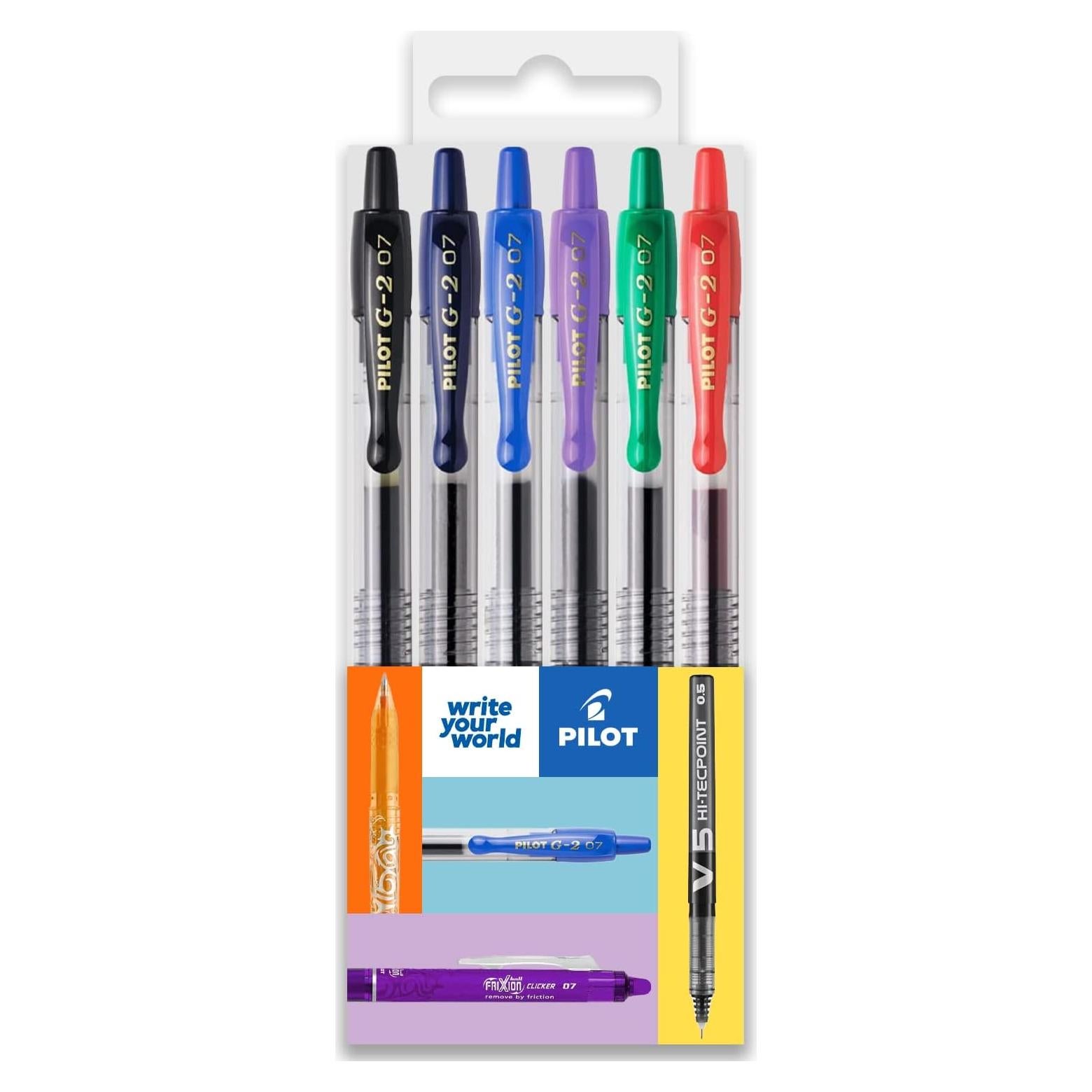 Bolígrafos de Gel Retráctiles Pilot G-2 - Set de 6 Colores