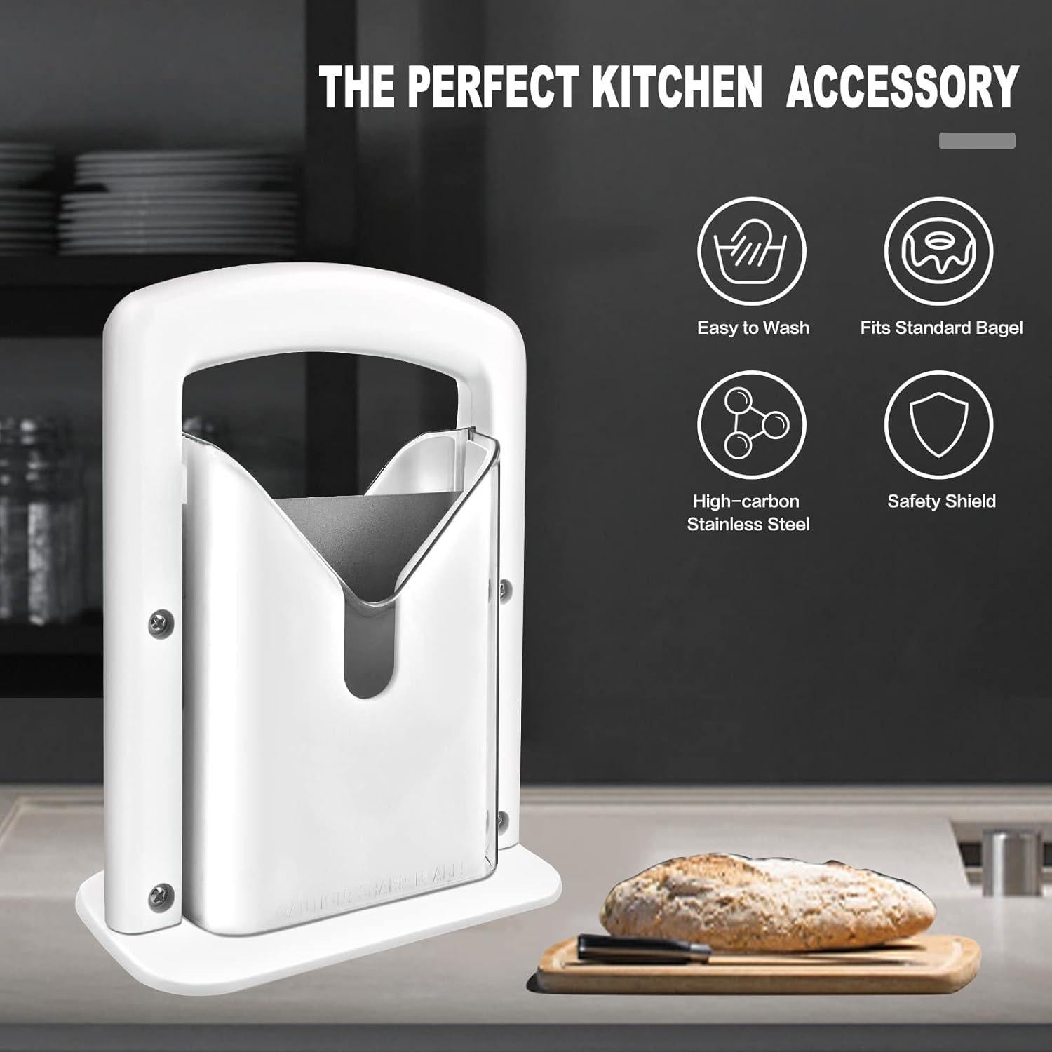 Cortador de Bagels Yatytepo Acero Inoxidable Blanco 21.5 cm