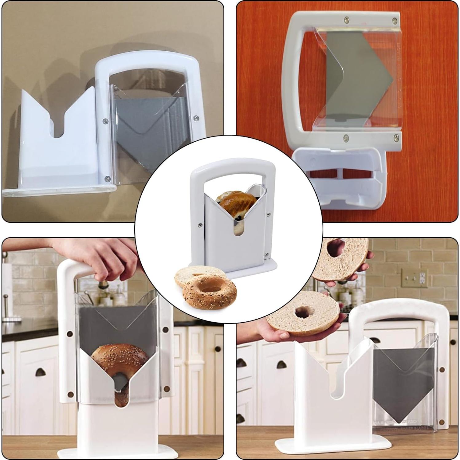 Cortador de Bagels XPAPOV Blanco Acero Inoxidable 22x9x18cm