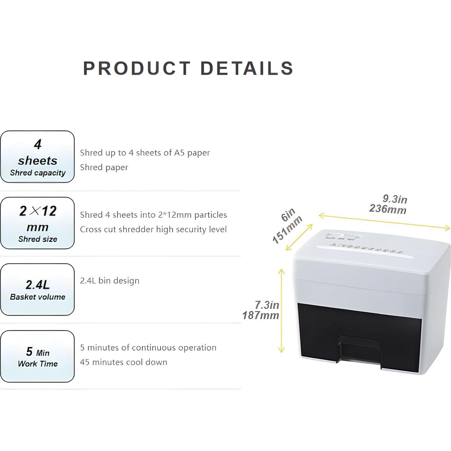 Destructora de Papel Micro Corte Suntech 2 Hojas A4 Blanca