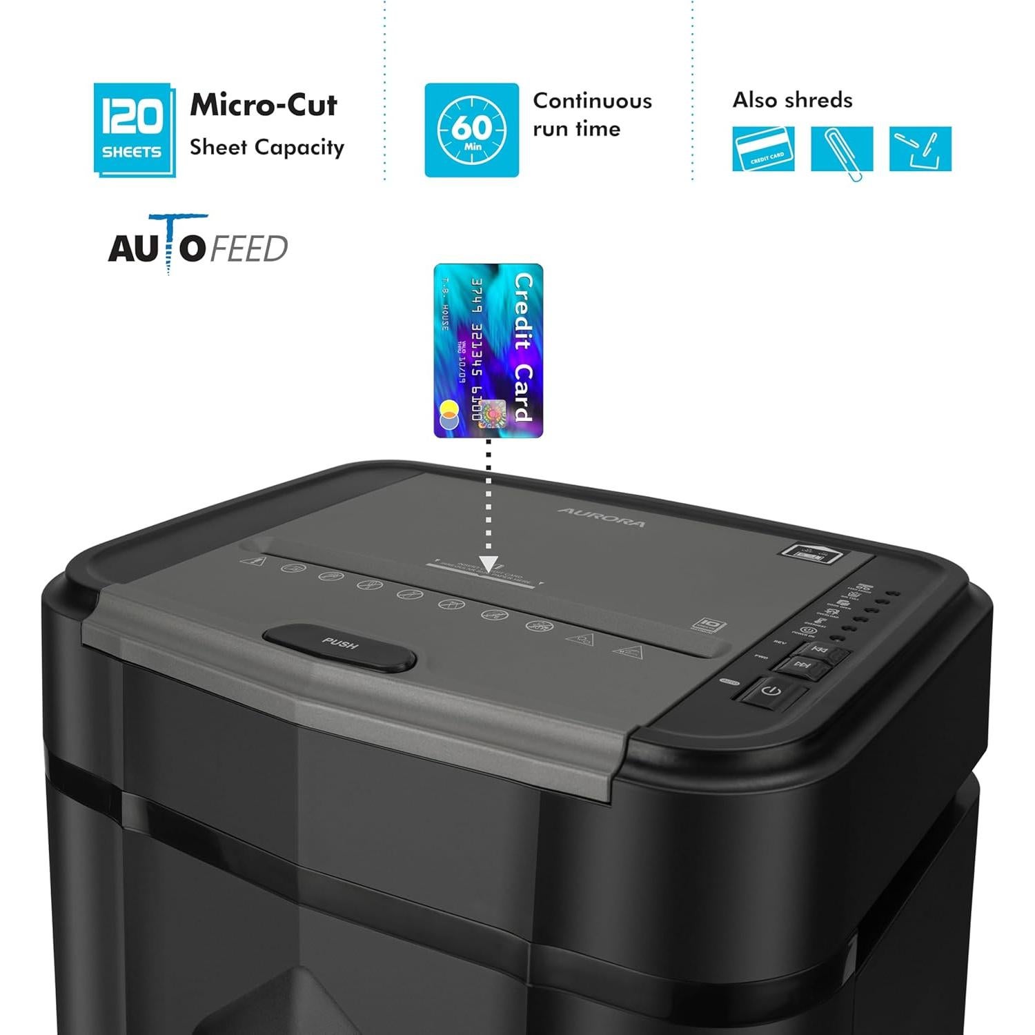 Destructora de papel y tarjetas Aurora AU125ME P-5 120 hojas