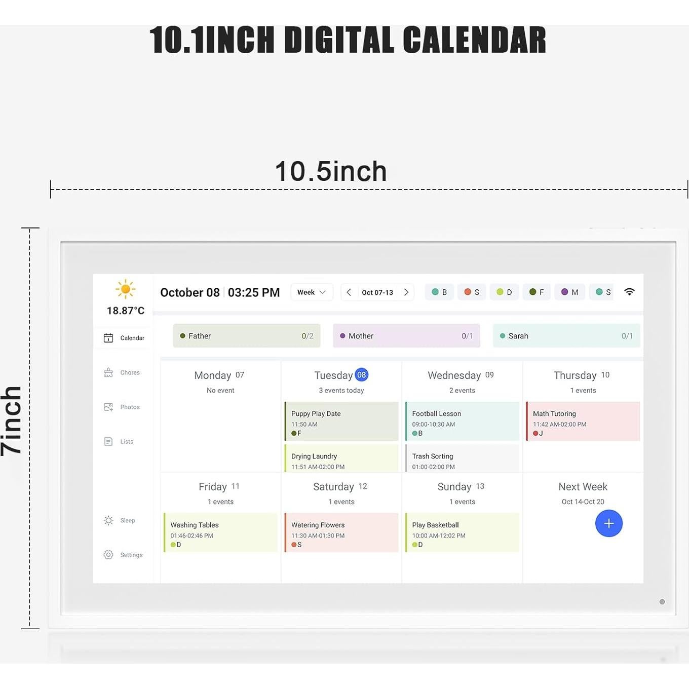 Calendario Digital Inteligente Mezed 10.1" Blanco - Planificador Familiar