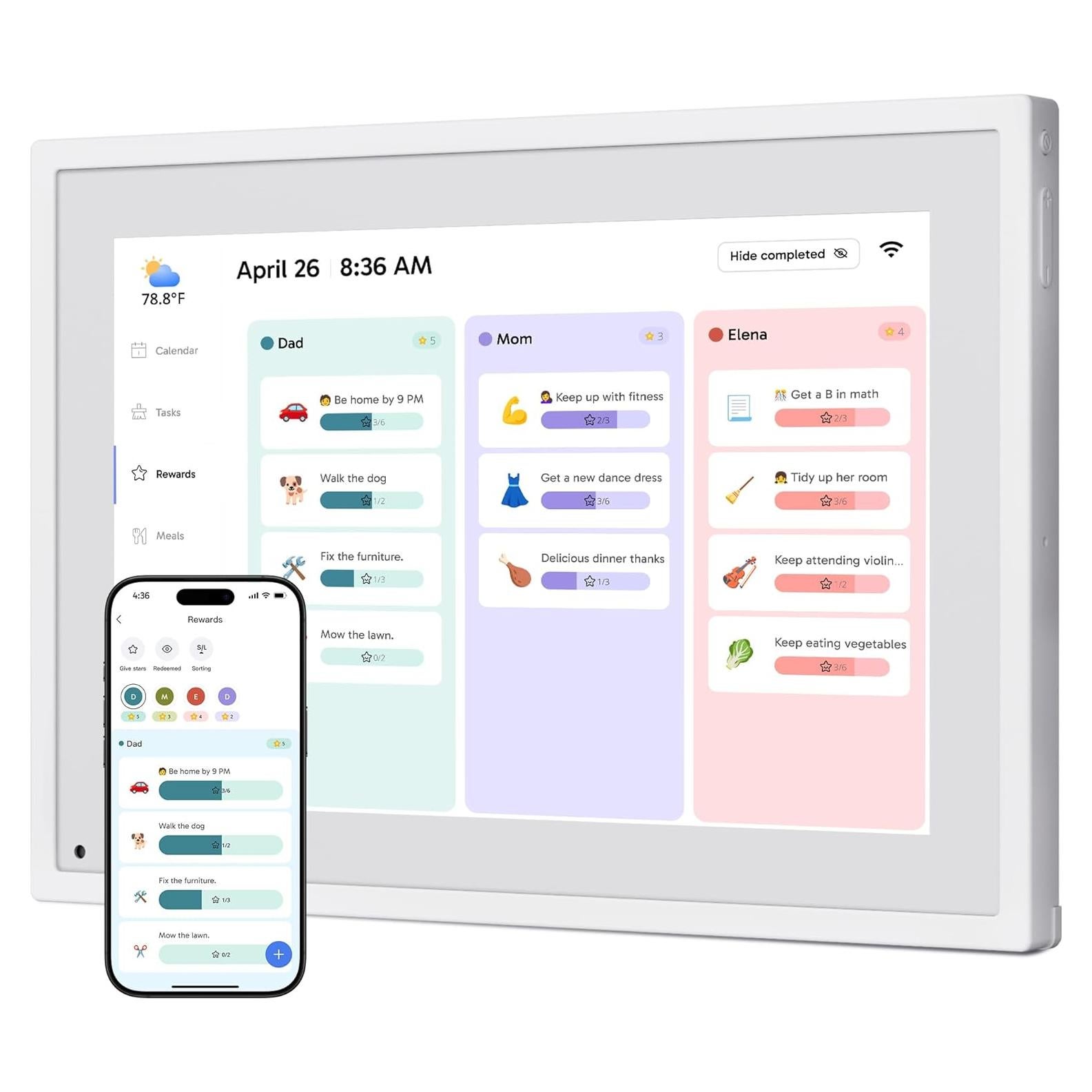 Calendario Digital 10" Dragon Touch Blanco Táctil con APP
