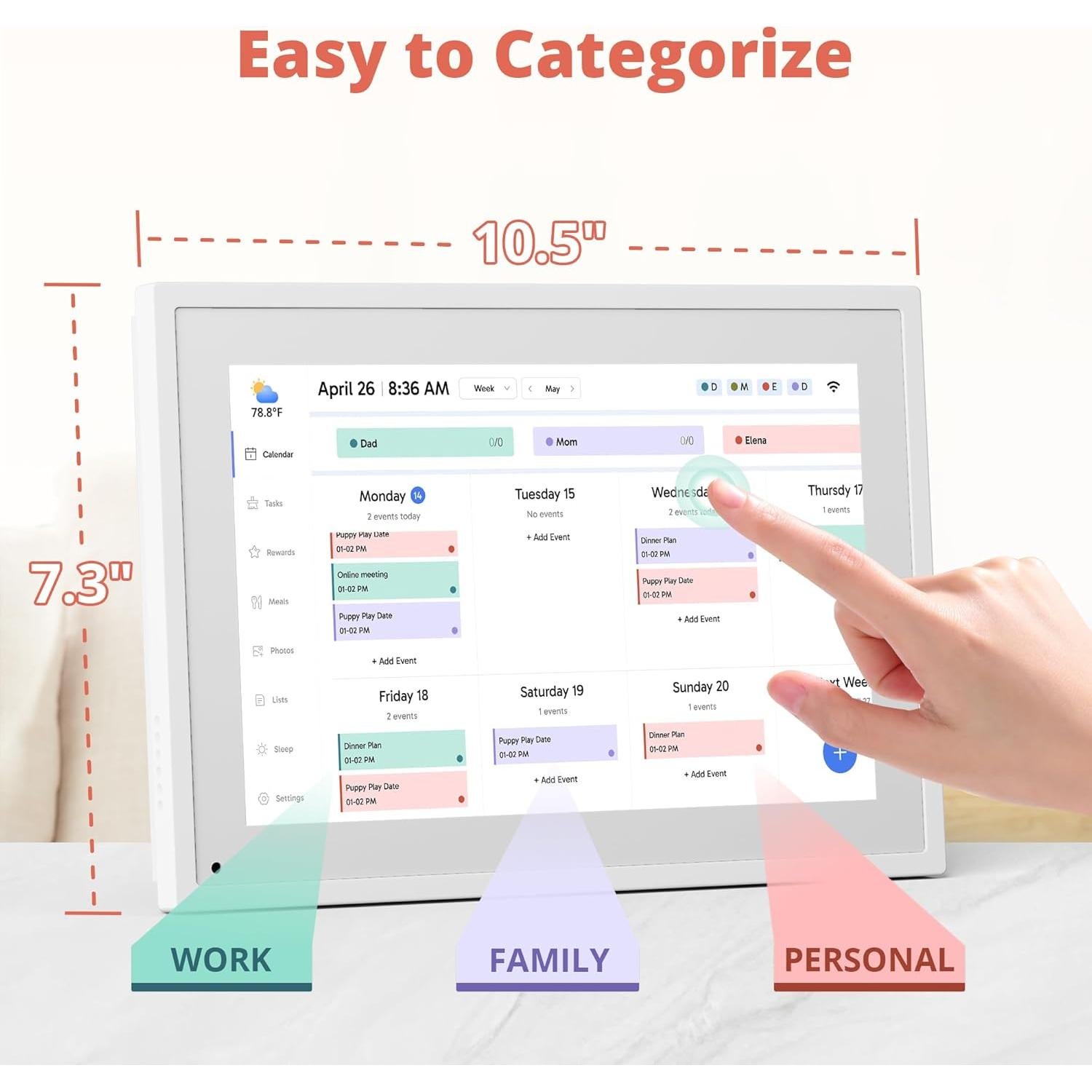 Calendario Digital 10" Dragon Touch Blanco Táctil con APP