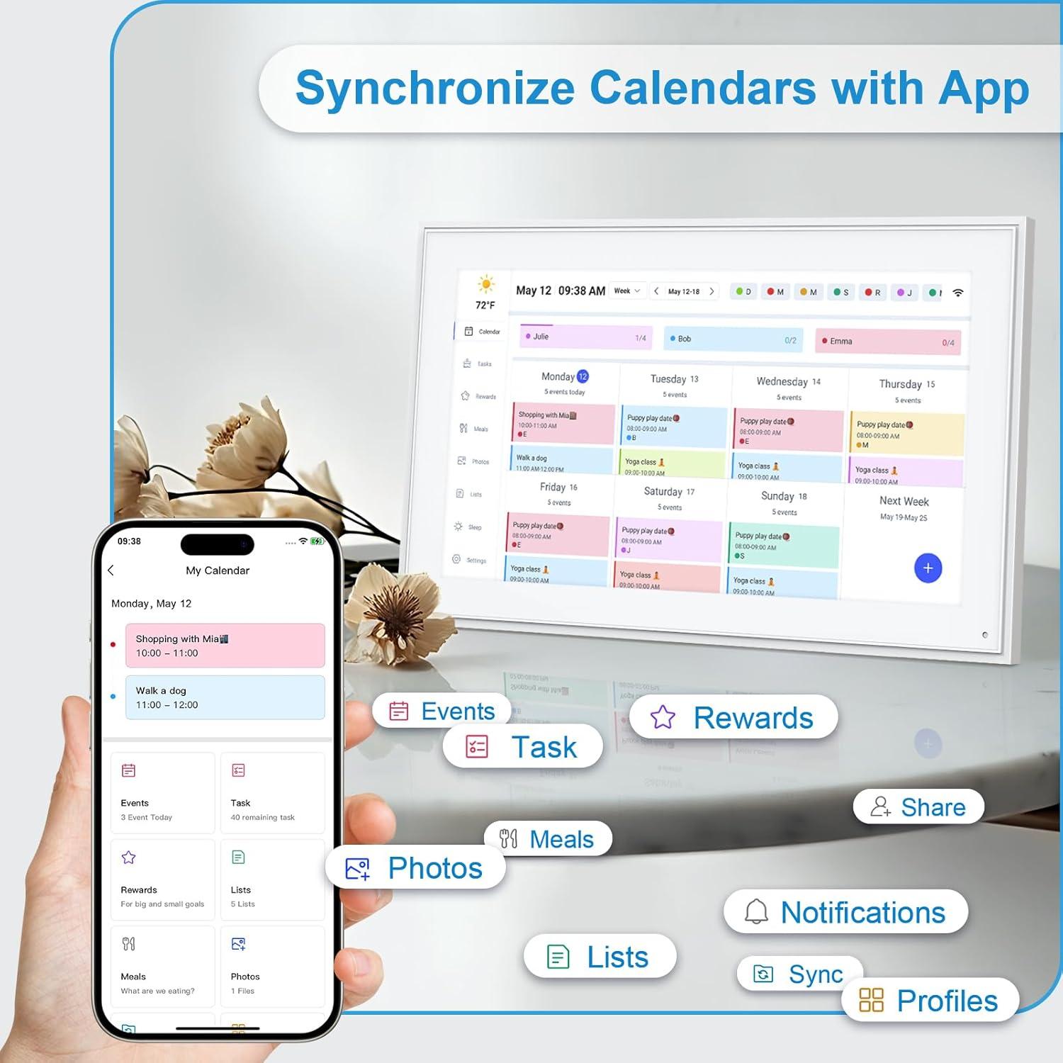 Calendario Digital de Pared BQQJDD 15.6" HD 32GB 2025