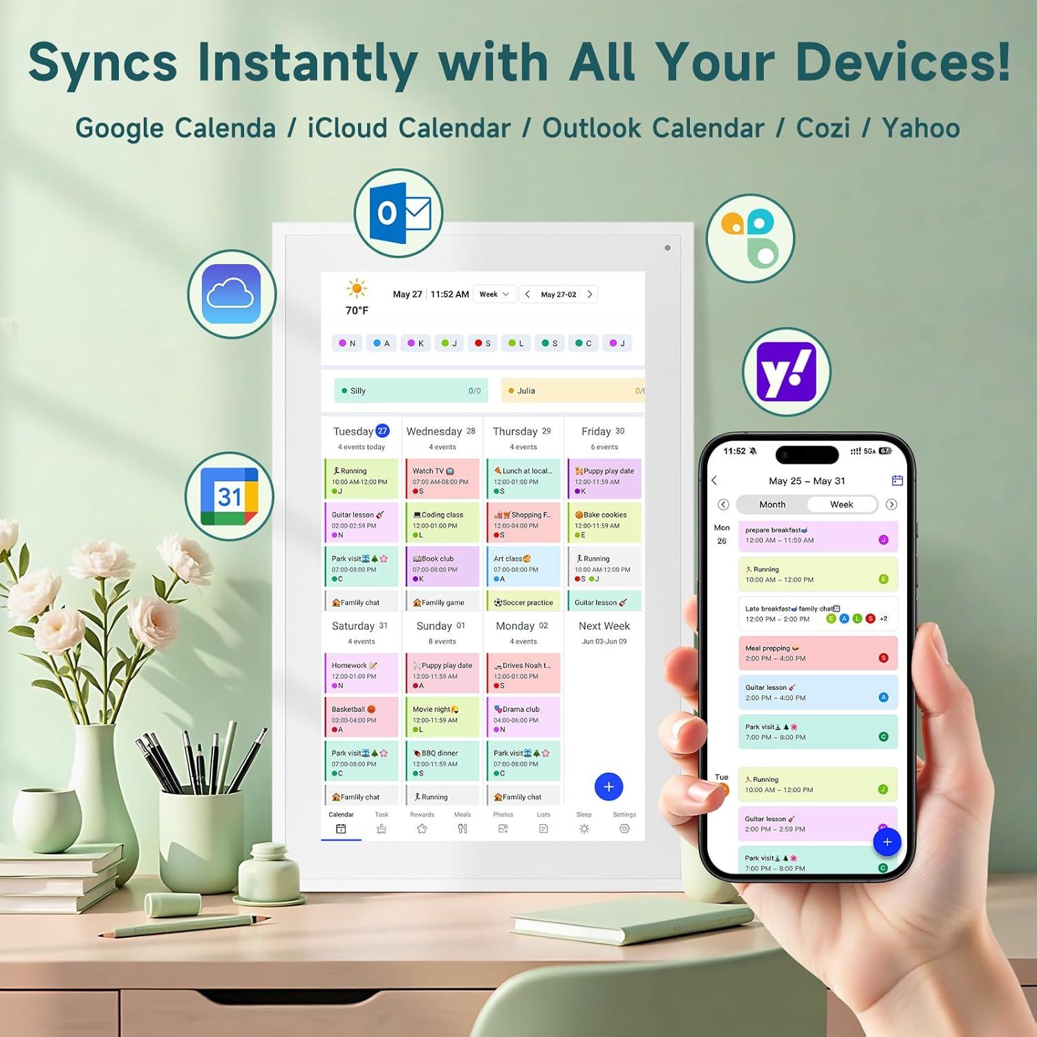 Calendario Digital Inteligente 21.5" Herncptar Blanco 1920x1080