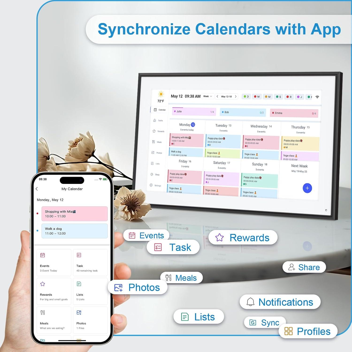 Calendario Digital 15.6" BQQJDD Pantalla Táctil Full HD