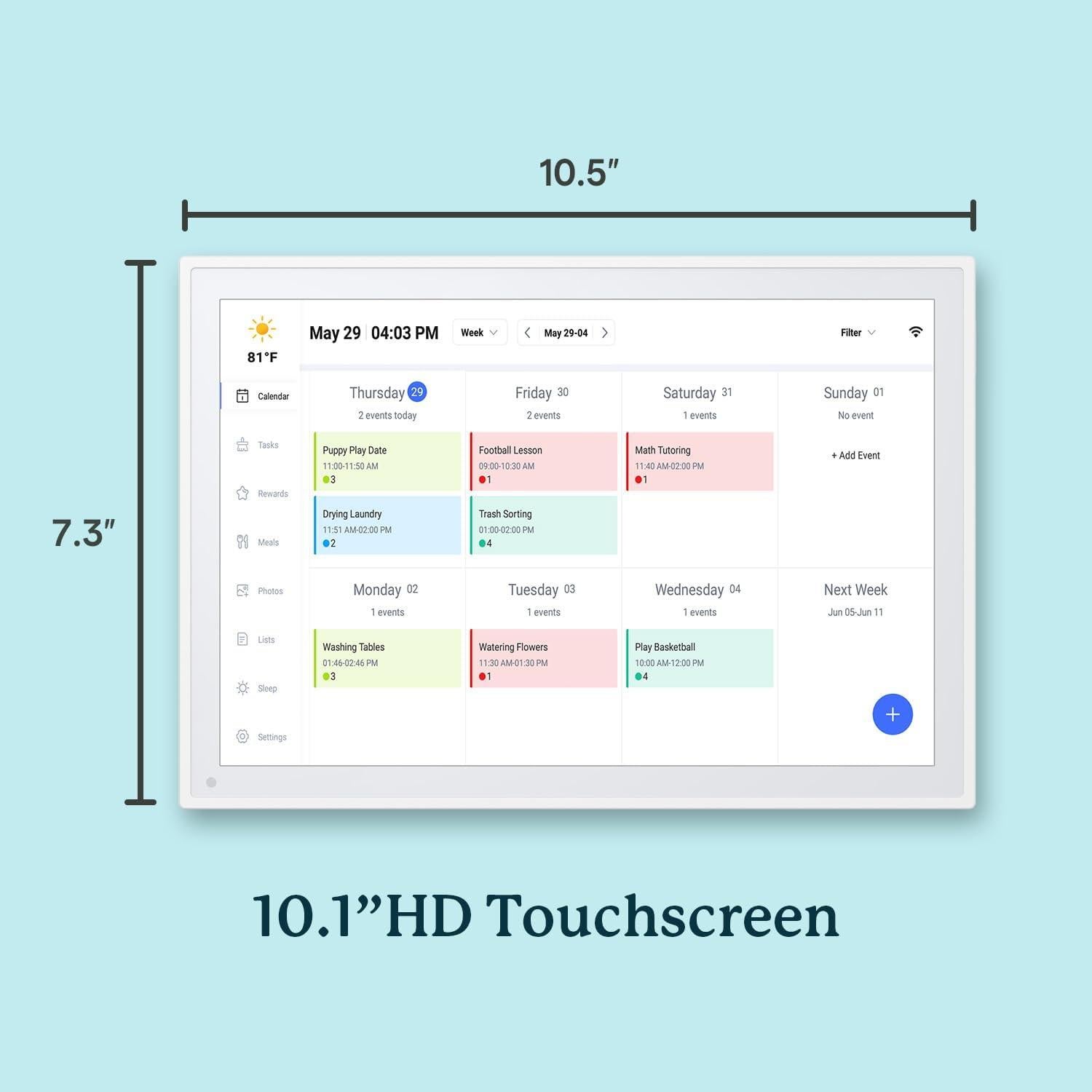 Calendario Digital YPI 10.1" WiFi Pantalla Táctil HD