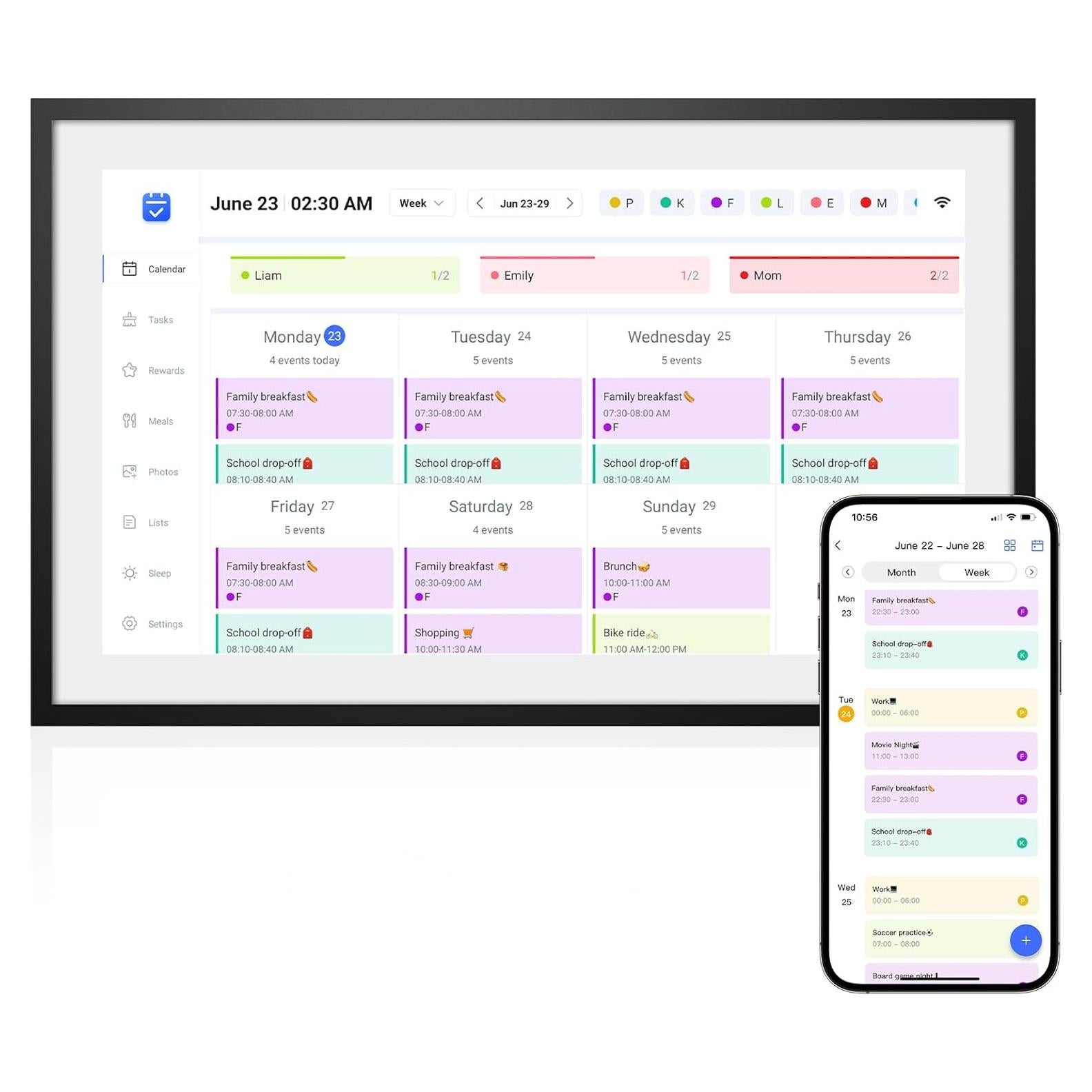 Calendario Digital Inteligente LOOFII 10.1" HD - Planificador Familiar