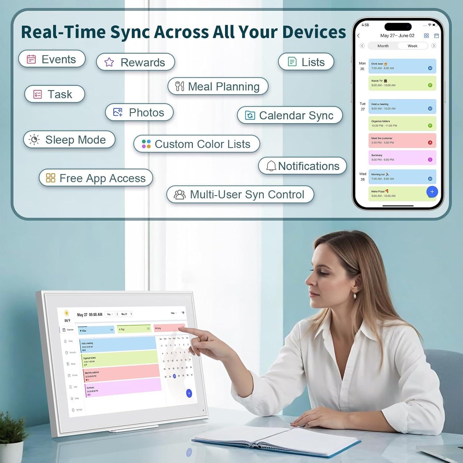Calendario Digital Canupdog 15.6" Pantalla Táctil HD 2025