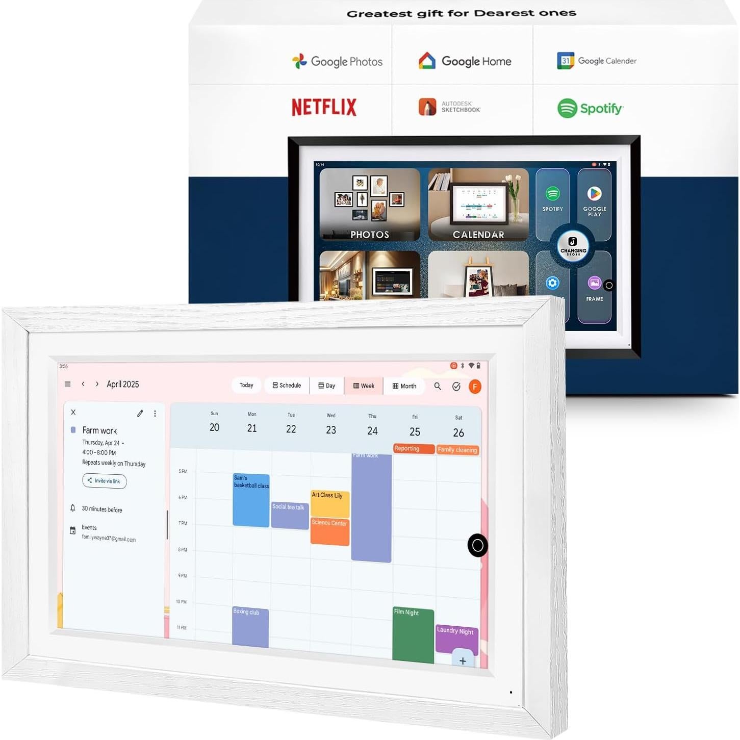 Calendario Digital de Pared 15.6" Changing F16 Madera Blanca