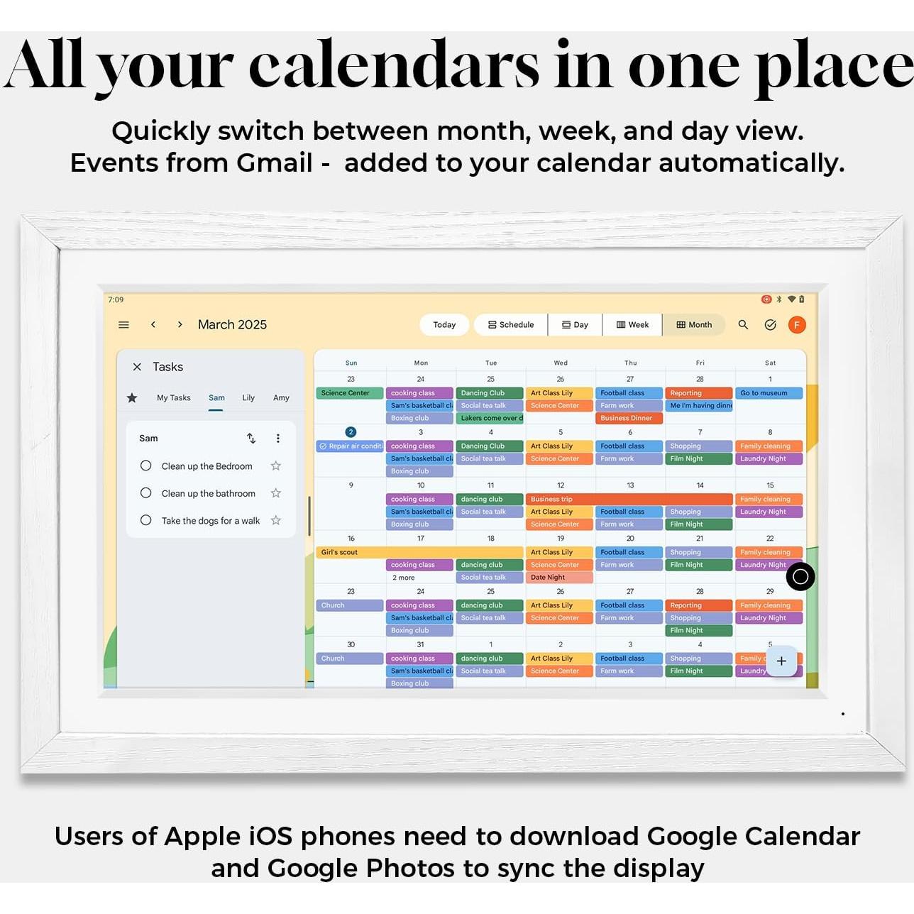 Calendario Digital de Pared 15.6" Changing F16 Madera Blanca