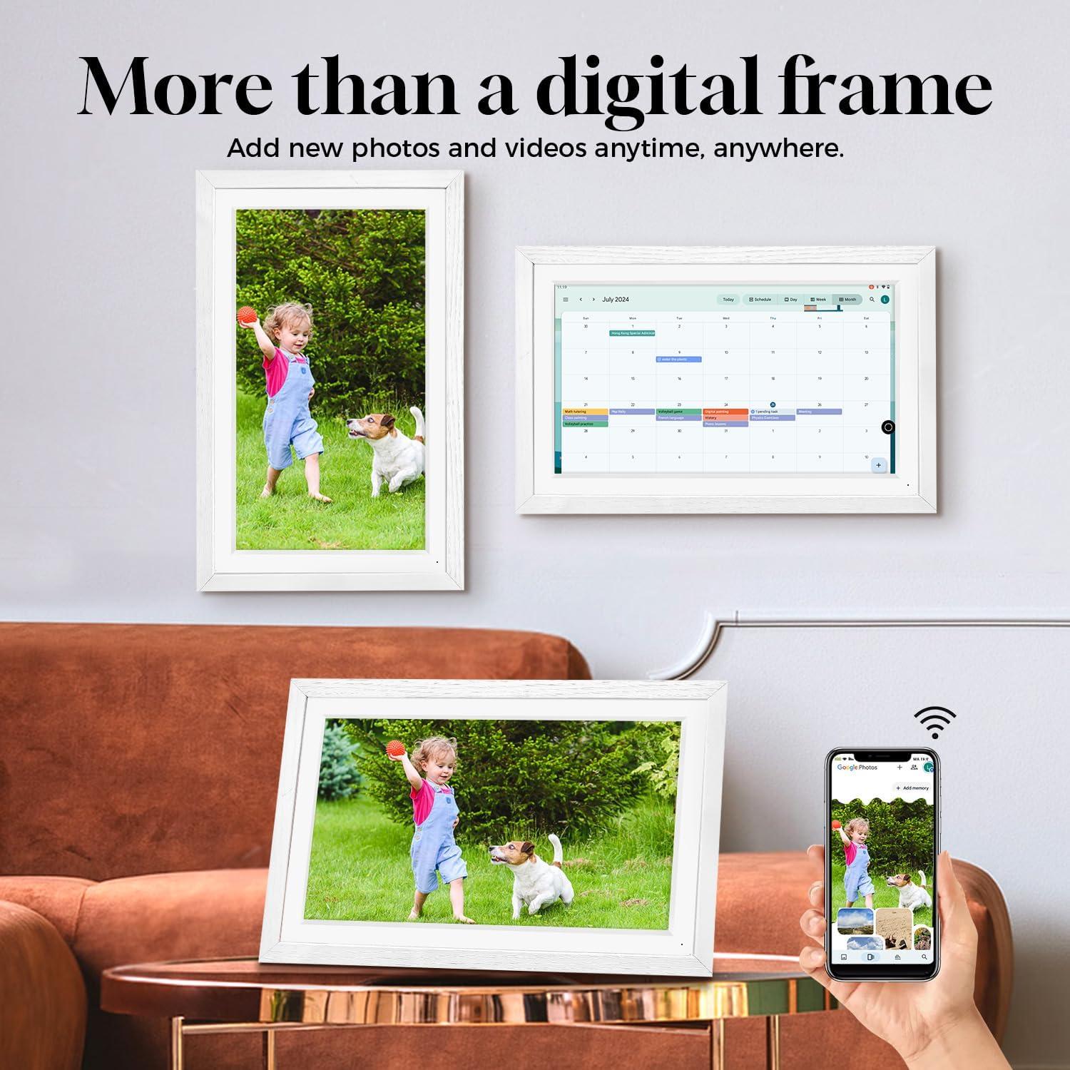 Calendario Digital de Pared 15.6" Changing F16 Madera Blanca