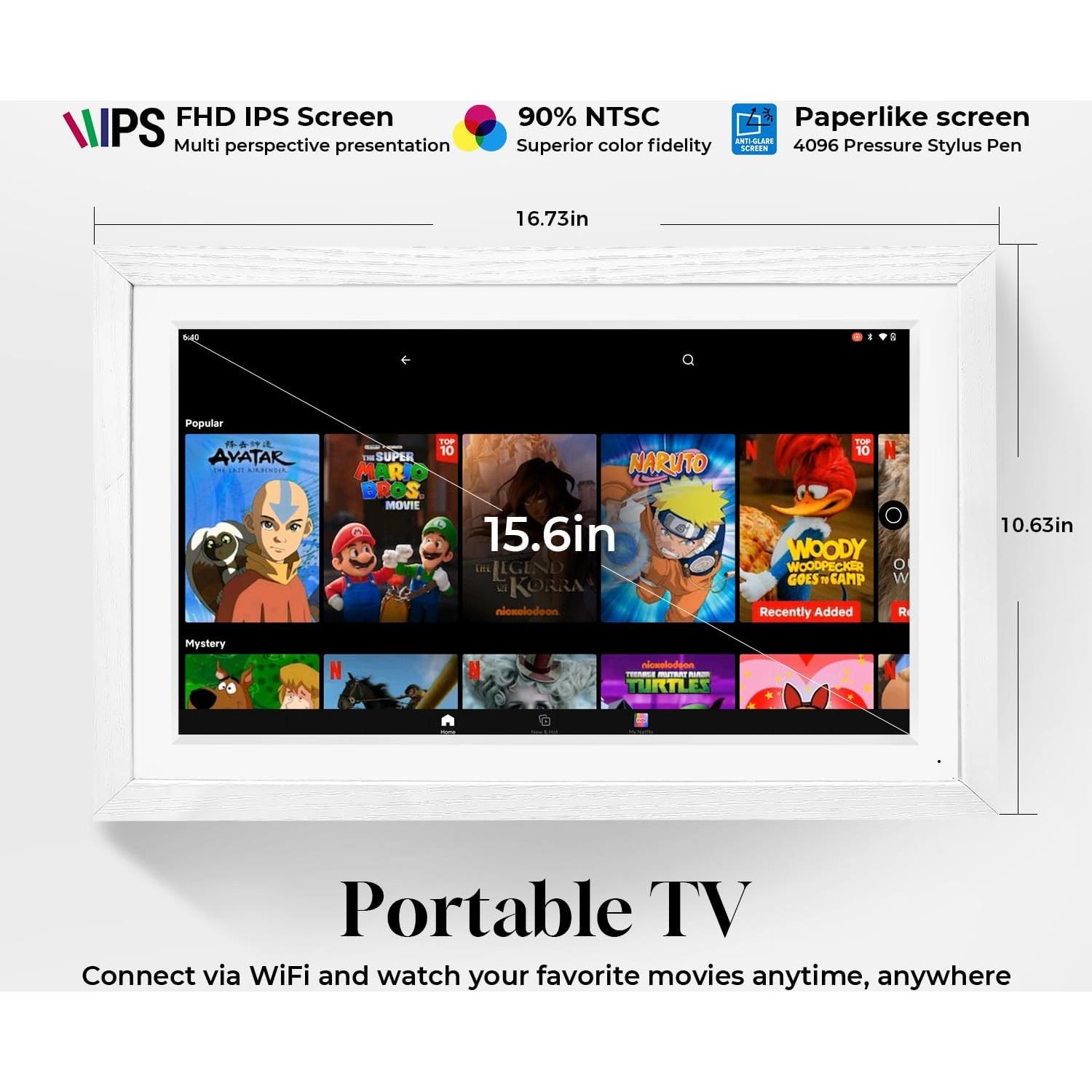 Calendario Digital de Pared 15.6" Changing F16 Madera Blanca