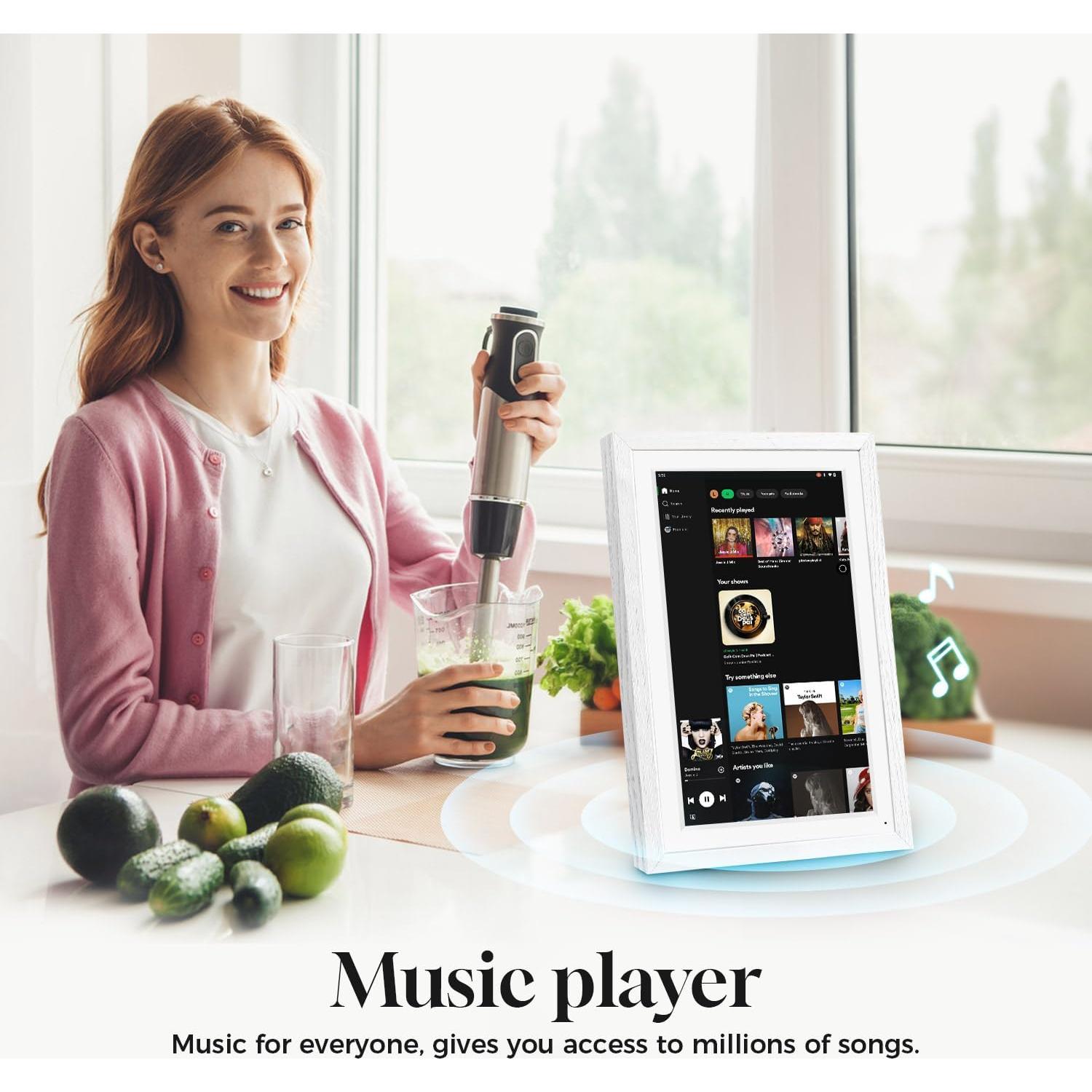 Calendario Digital de Pared 15.6" Changing F16 Madera Blanca