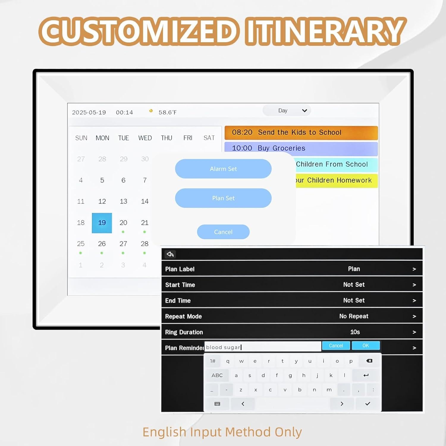 Calendario Digital YUYIALARM 10.1" Pantalla Táctil WiFi