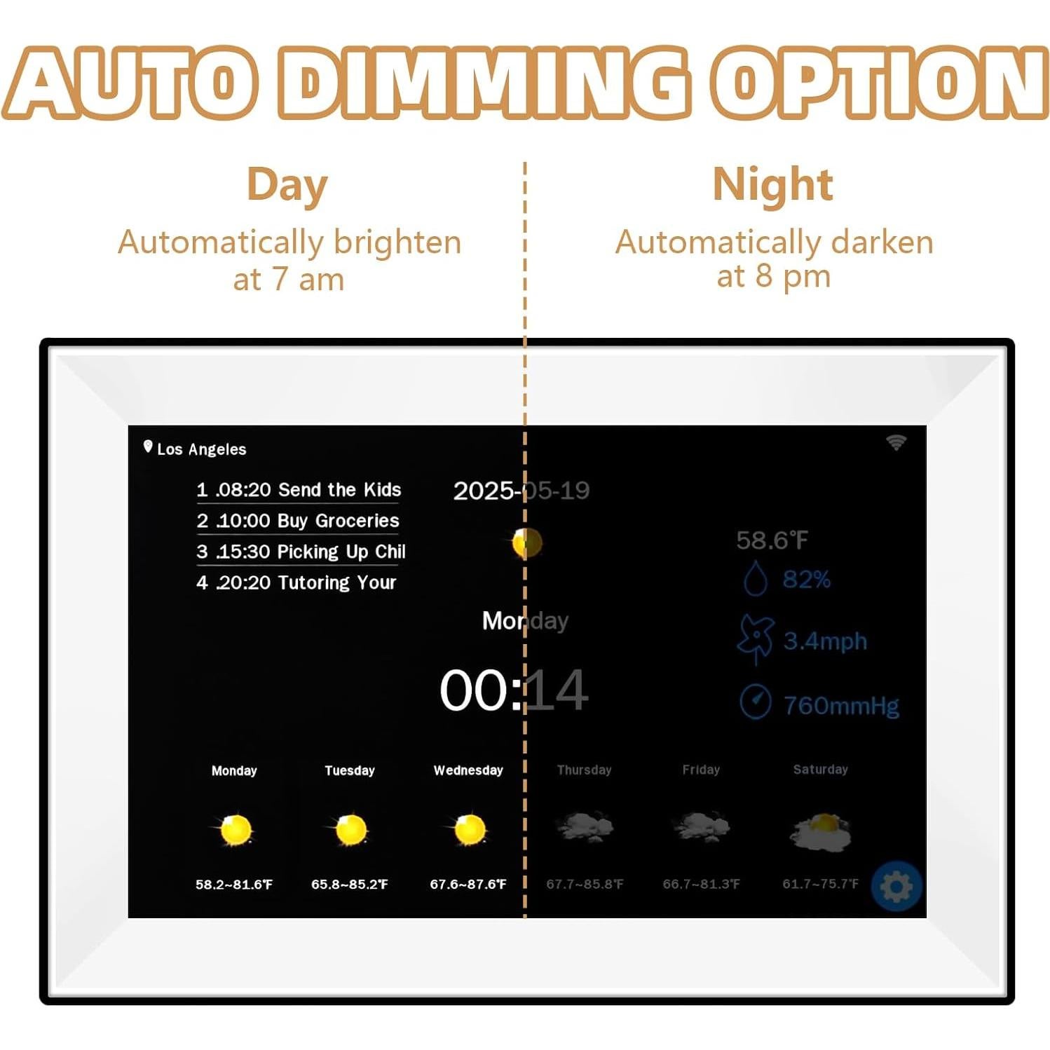Calendario Digital YUYIALARM 10.1" Pantalla Táctil WiFi