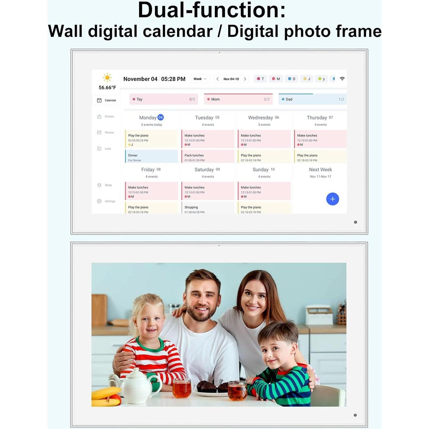 Calendario Digital YENOCK 15.6" Pantalla Táctil FHD Organizador