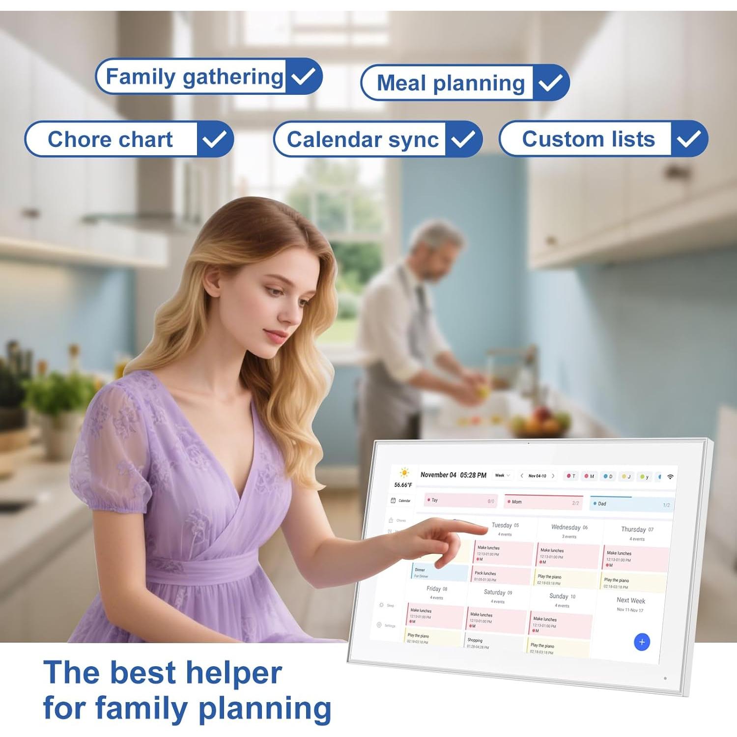 Calendario Digital YENOCK 15.6" Pantalla Táctil FHD Organizador