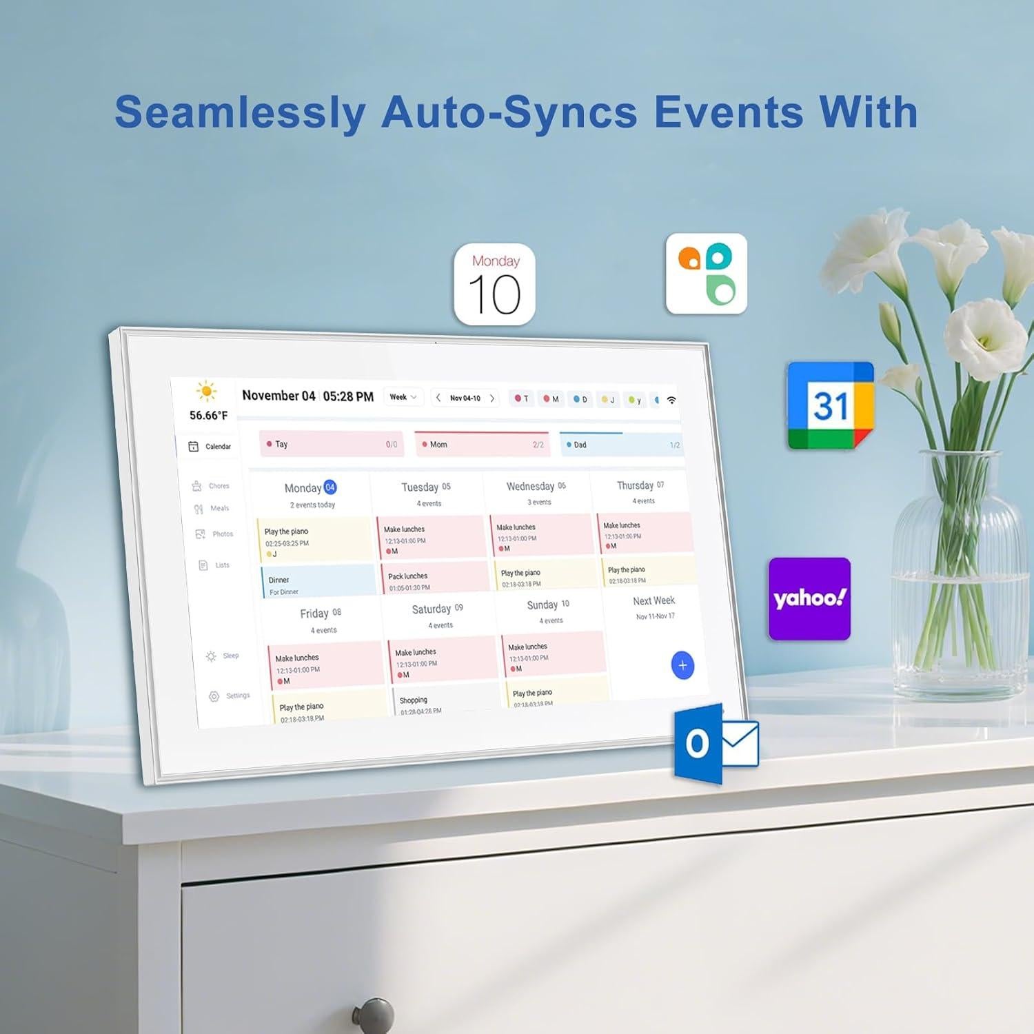 Calendario Digital YENOCK 15.6" Pantalla Táctil FHD Organizador