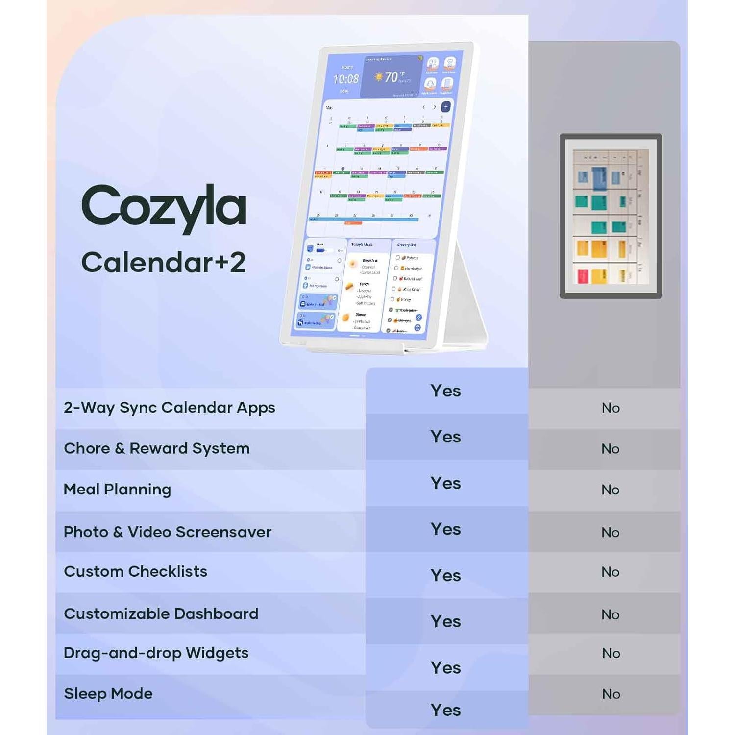 Calendario Digital Cozyla Mate 15.6" Pantalla Táctil Blanco