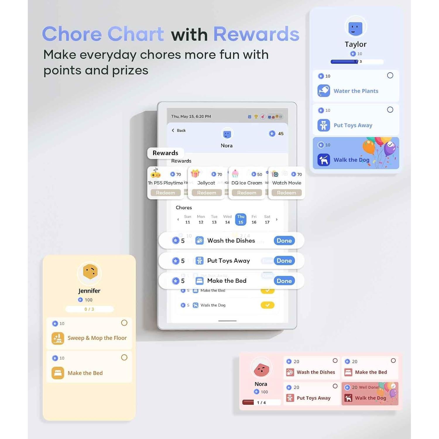 Calendario Digital Cozyla Mate 15.6" Pantalla Táctil Blanco