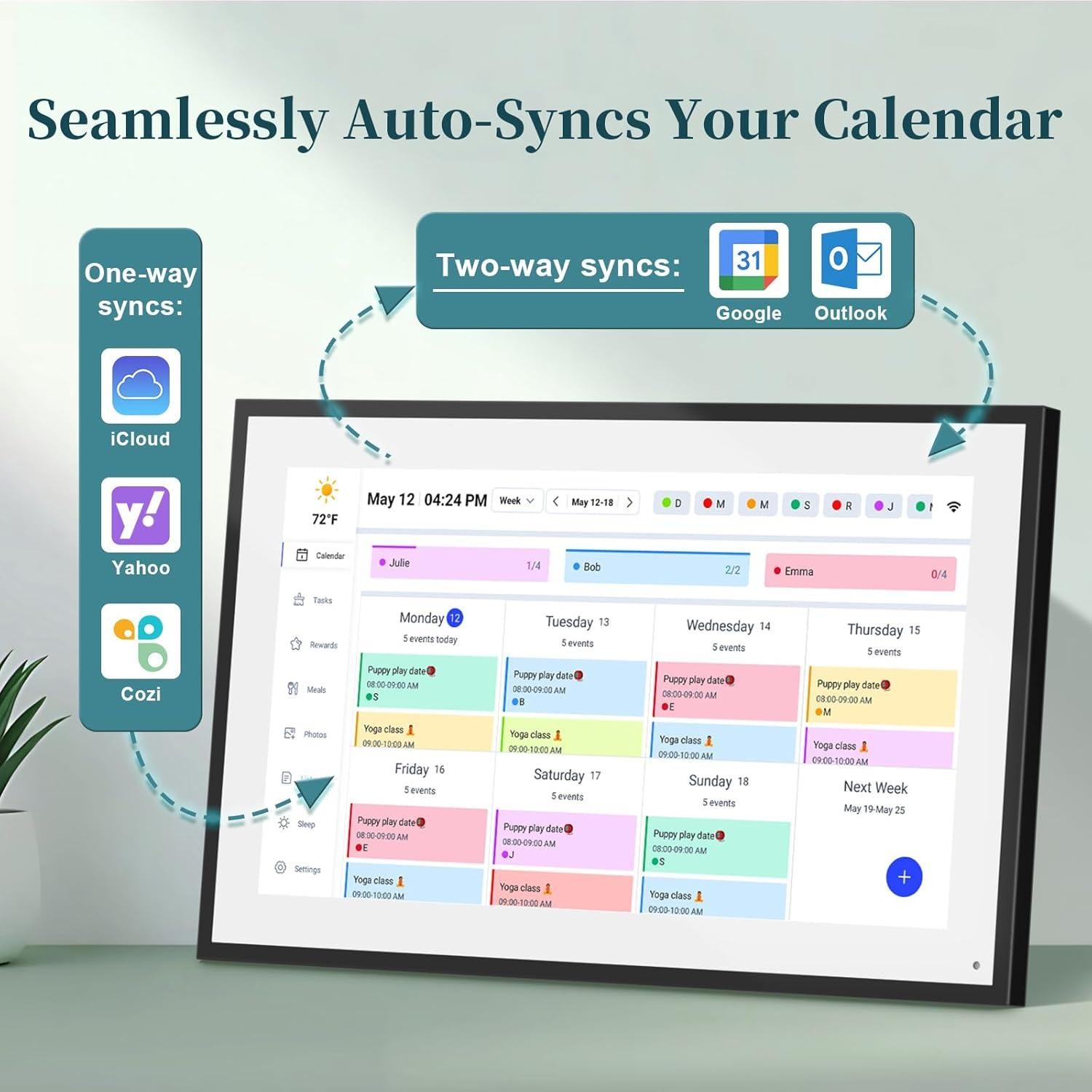 Calendario Digital de Pared BQQJDD 21.5" Pantalla Táctil 2025