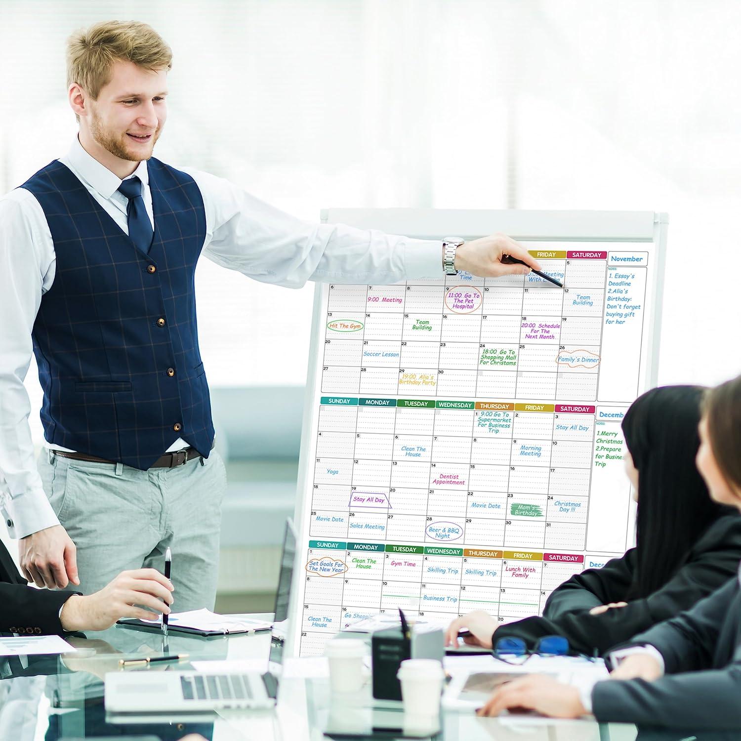 Calendario de Pared de Pizarra Blanca Pinchoco 71x102 cm 3 Meses