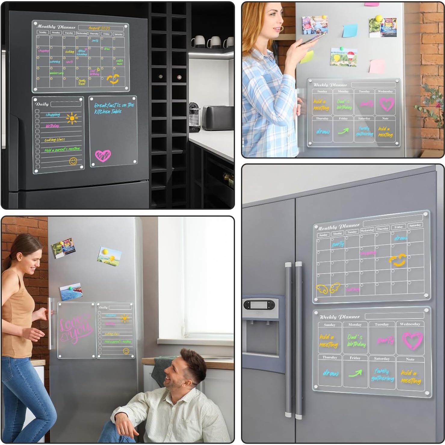 Calendario Magnético Acrílico DIYMAG 4 Pack con 6 Marcadores