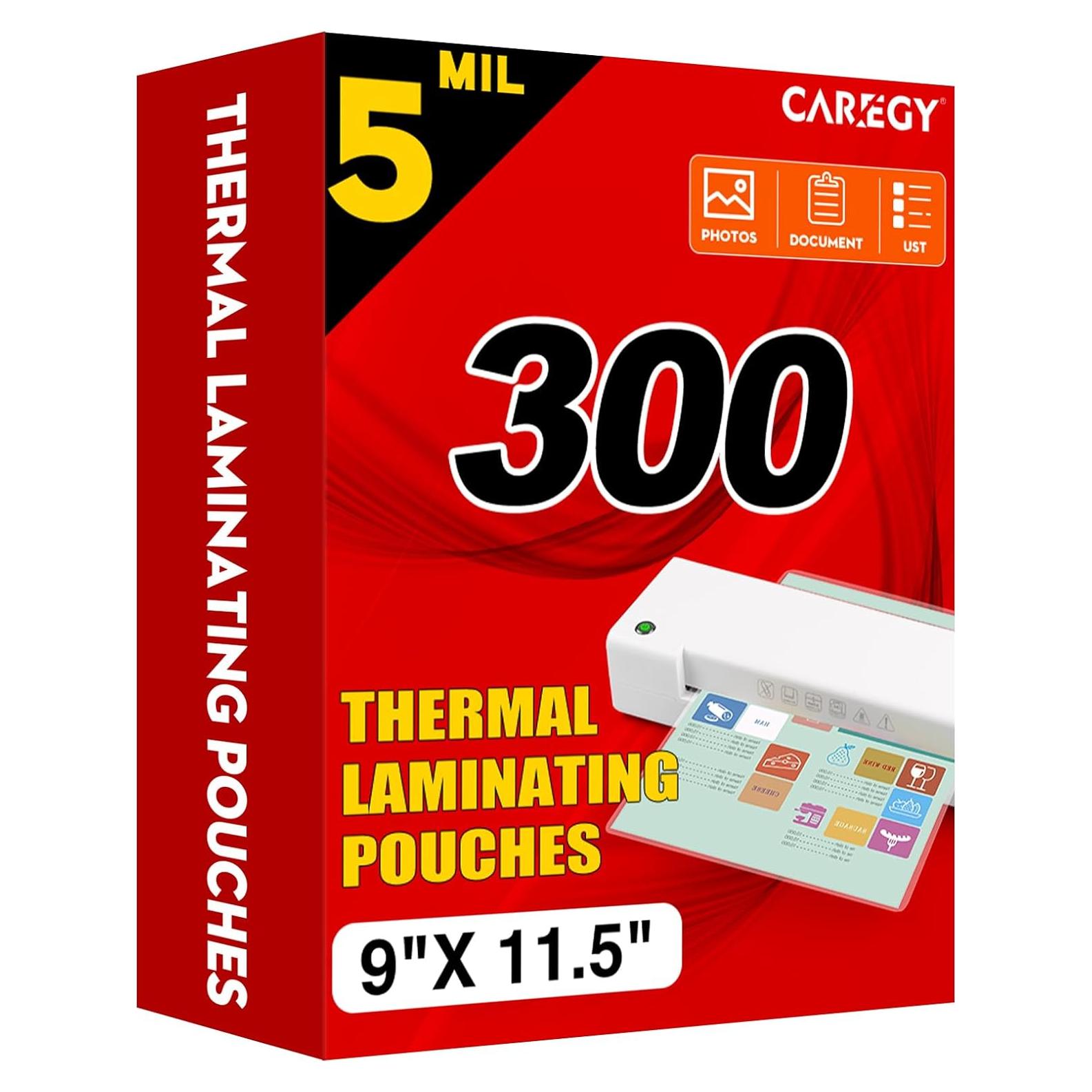 Hojas de Laminado CAREGY 300 Pack 5 Mil 22.86 x 29.21 cm