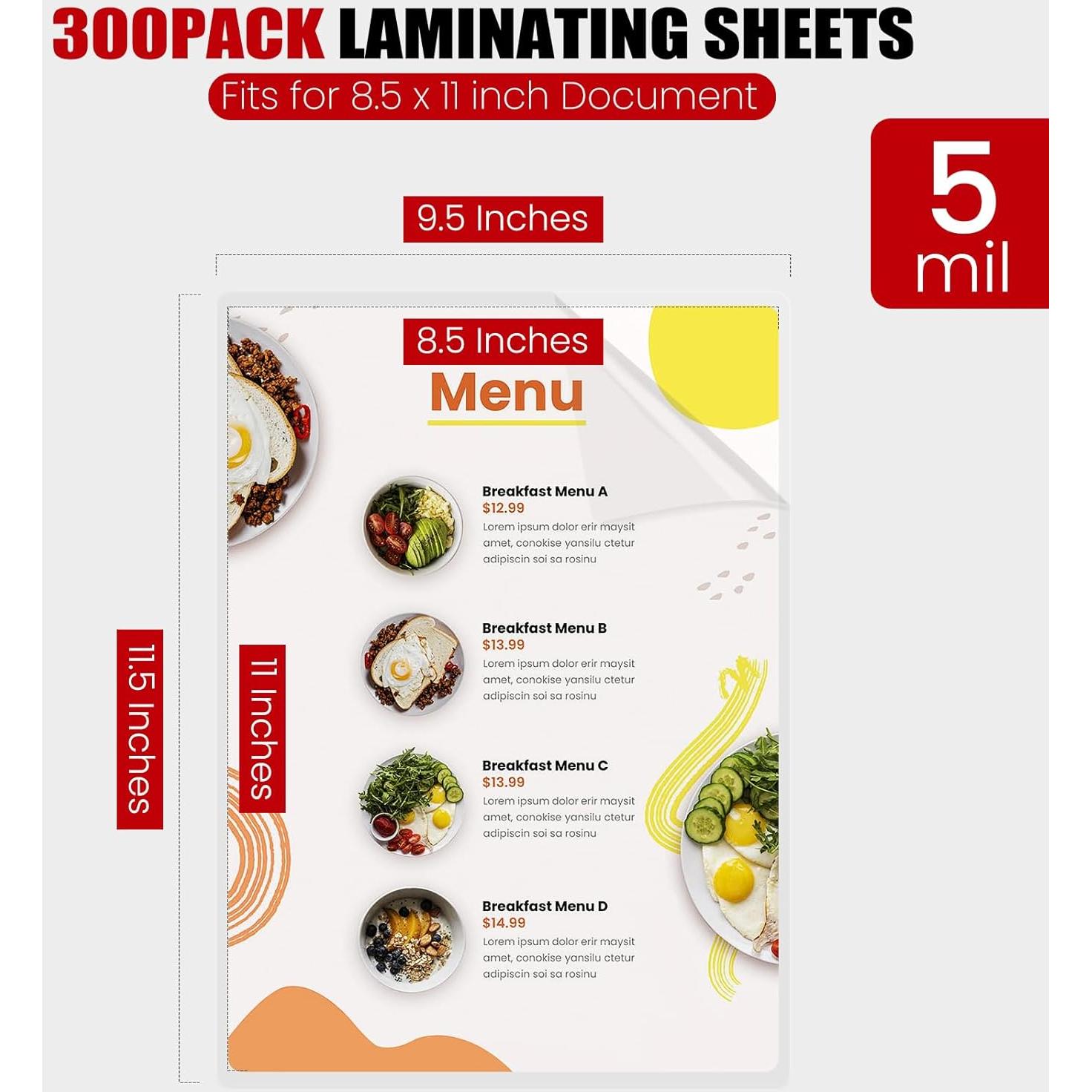 Hojas de Laminado CAREGY 300 Pack 5 Mil 22.86 x 29.21 cm