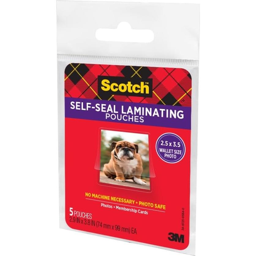 Bolsas de Laminado Autoadhesivas Scotch 7.1 x 9.5 cm, Paquete de 5