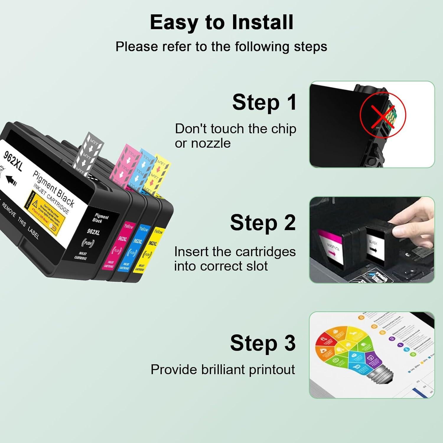 Combo de Cartuchos de Tinta 962 XL Compatible HP - Negro y Color