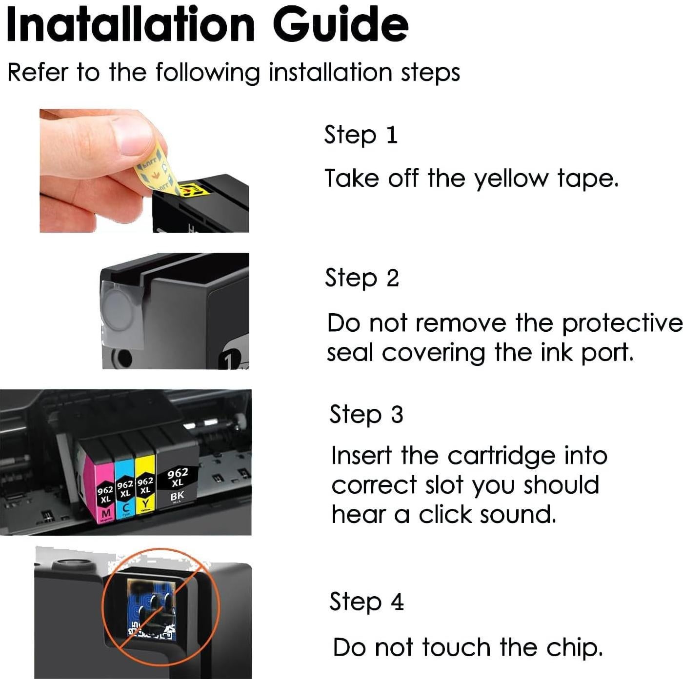 Cartuchos de tinta 962XL HP para impresoras OfficeJet Pro 4 Pack