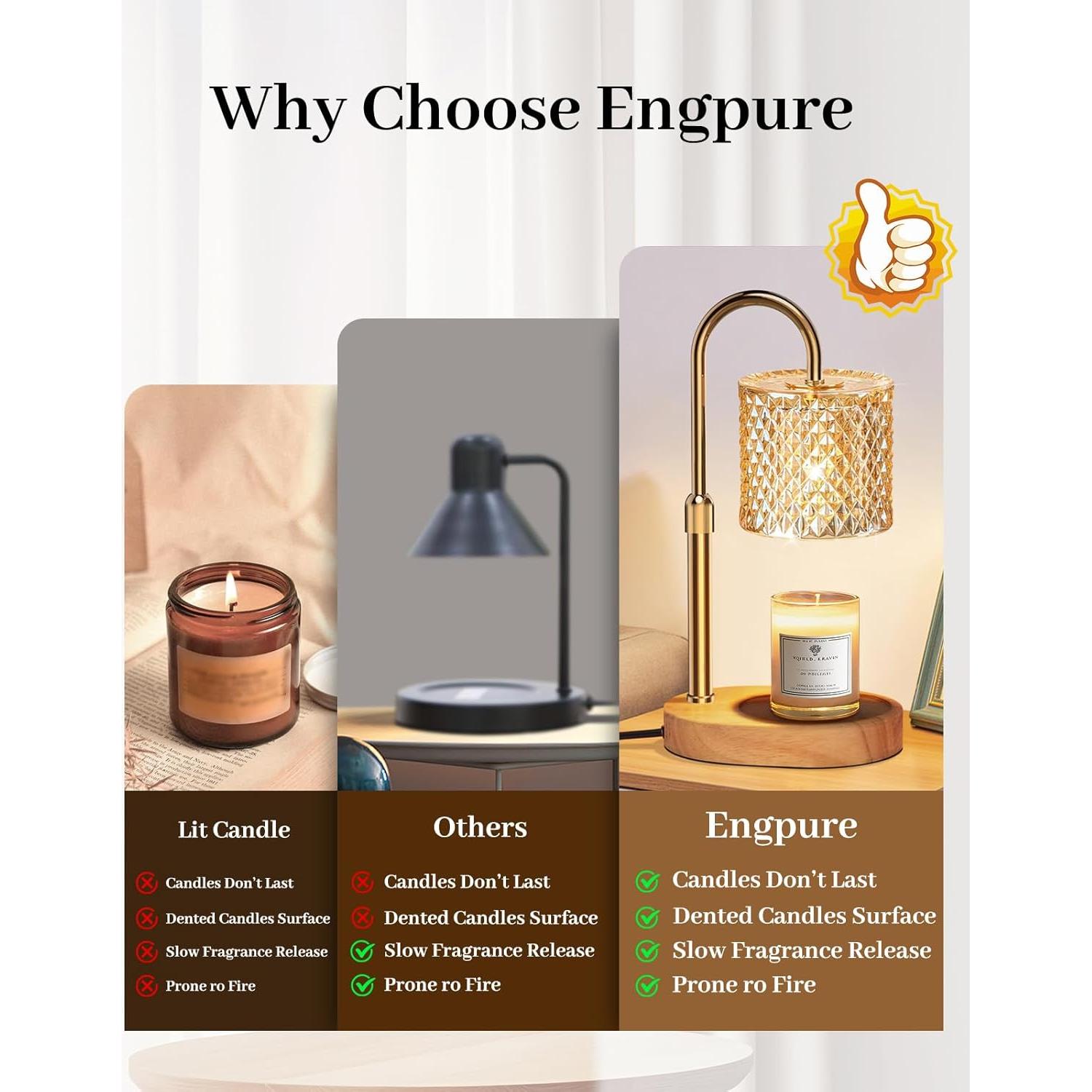 Lámpara Calentadora de Velas Engpure con Temporizador y Altura Ajustable