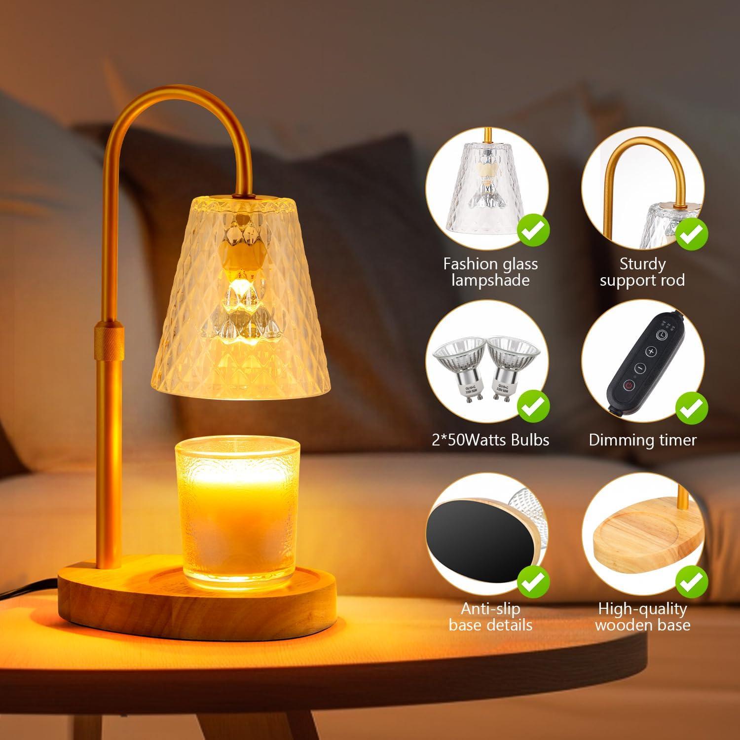 Lámpara Calentadora de Velas PICOTO Dorada con Temporizador