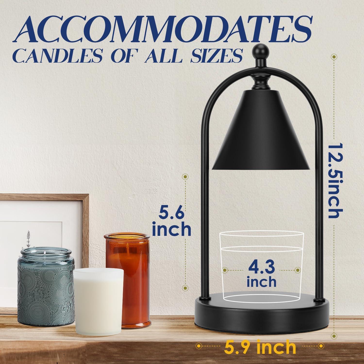 Soilsiu Candle Warmer Lamp with Timer, Electric Black Candle Warming Light for Bedroom, Dimmable Wax Melts Warmer for Home Decor Beside Lamp Gifts for Women (2 Bulbs Included)