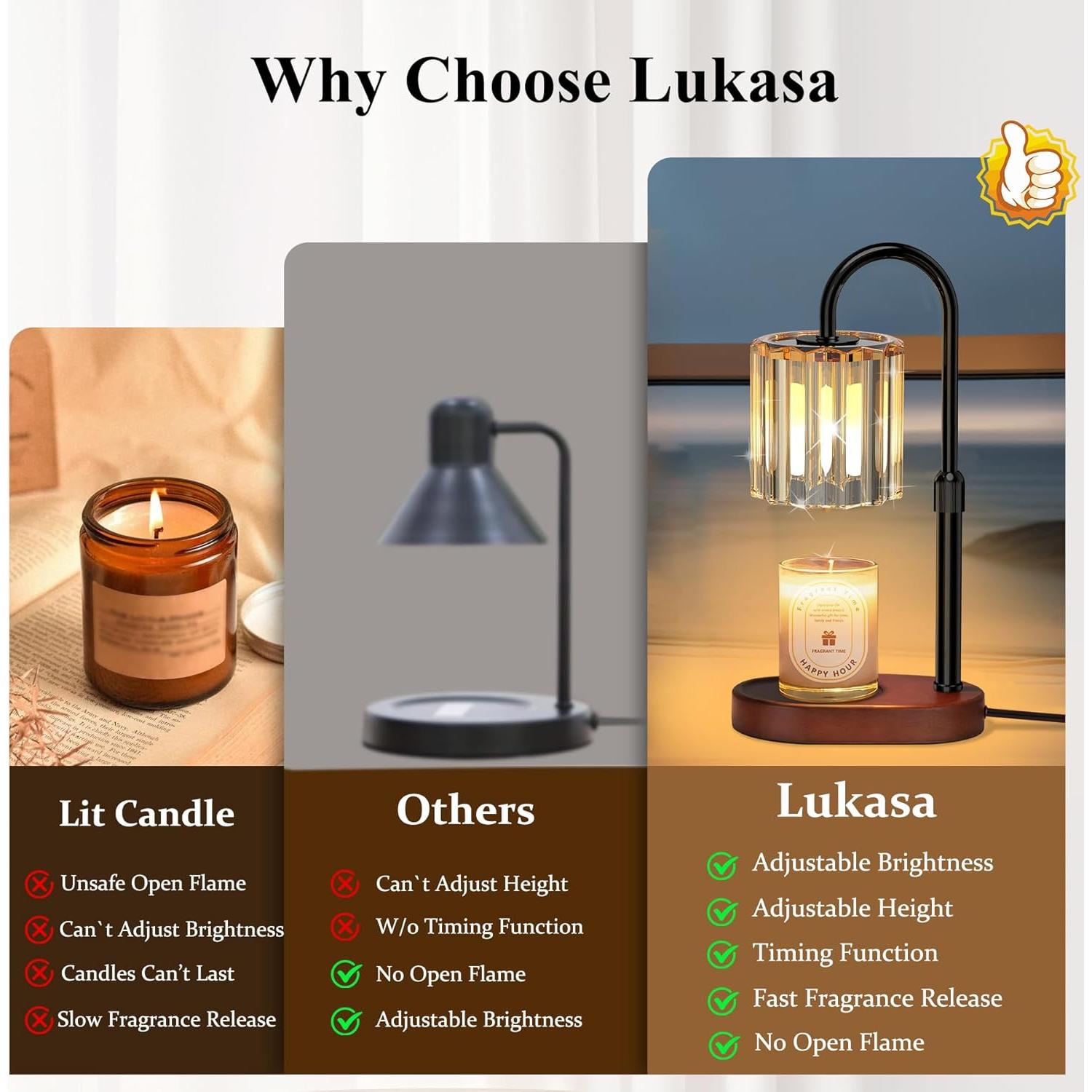 Lámpara Calentadora de Velas Lukasa con Temporizador y Altura Ajustable