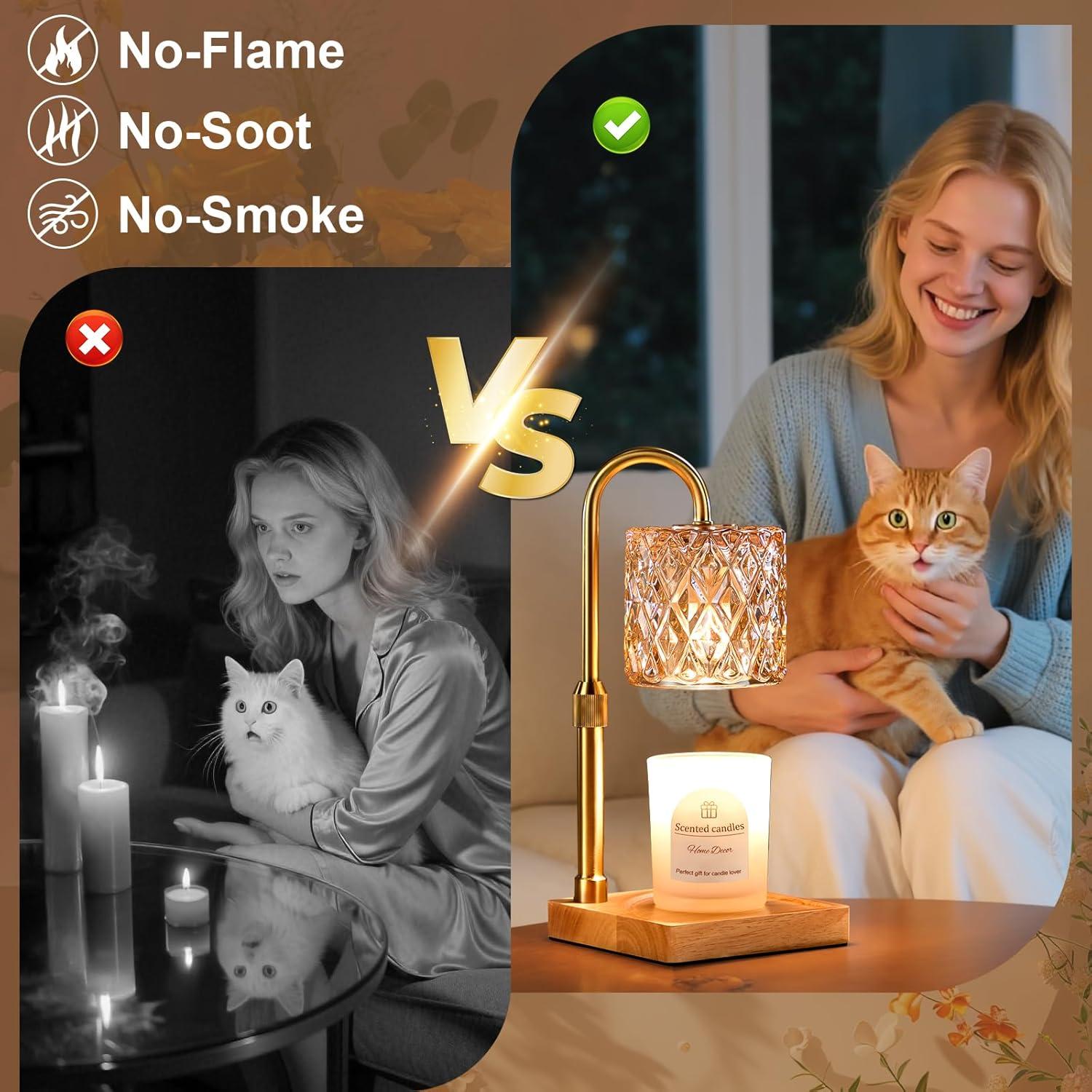 Lámpara Calentadora de Velas Hong-in Ámbar Regulable con Temporizador