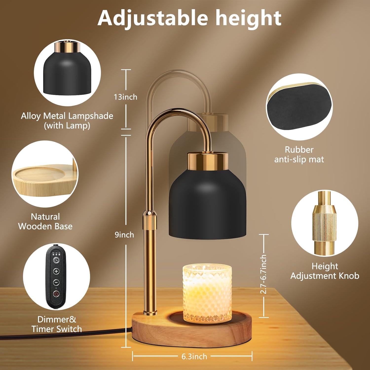 Lámpara Calentadora de Velas WUEAOA Negra con Temporizador