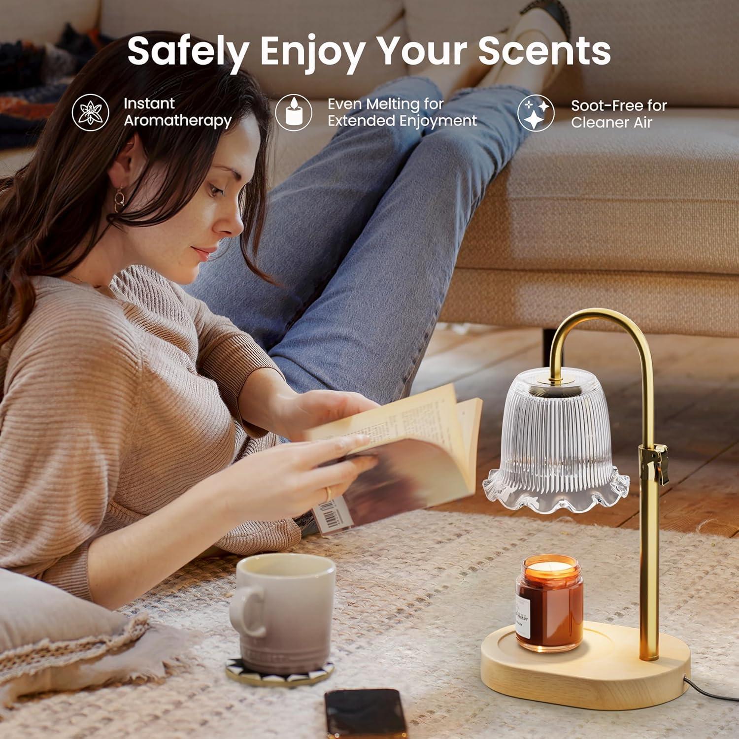 Lámpara Calentadora de Velas Glarepo Dorada con Temporizador