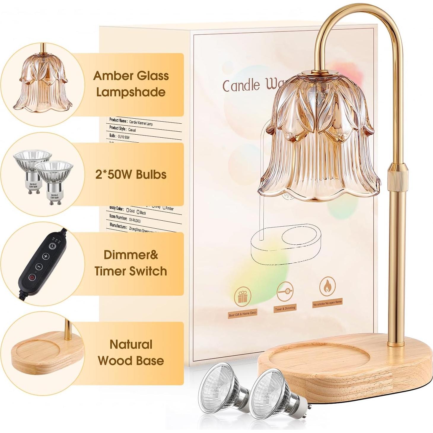 Lámpara Calentadora de Velas Pfxud con Temporizador y Altura Ajustable