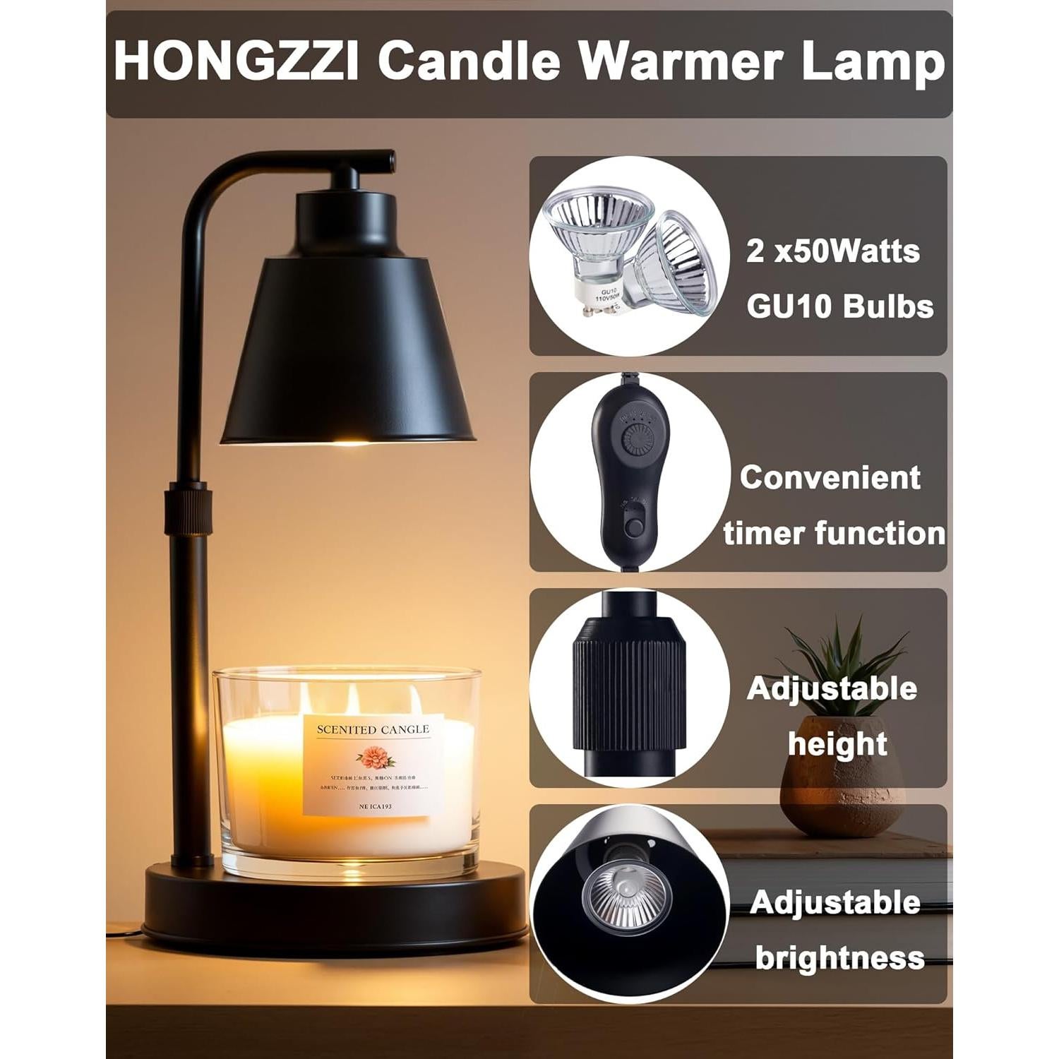 Lámpara Calentadora de Velas HONGZZI Ajustable con Temporizador