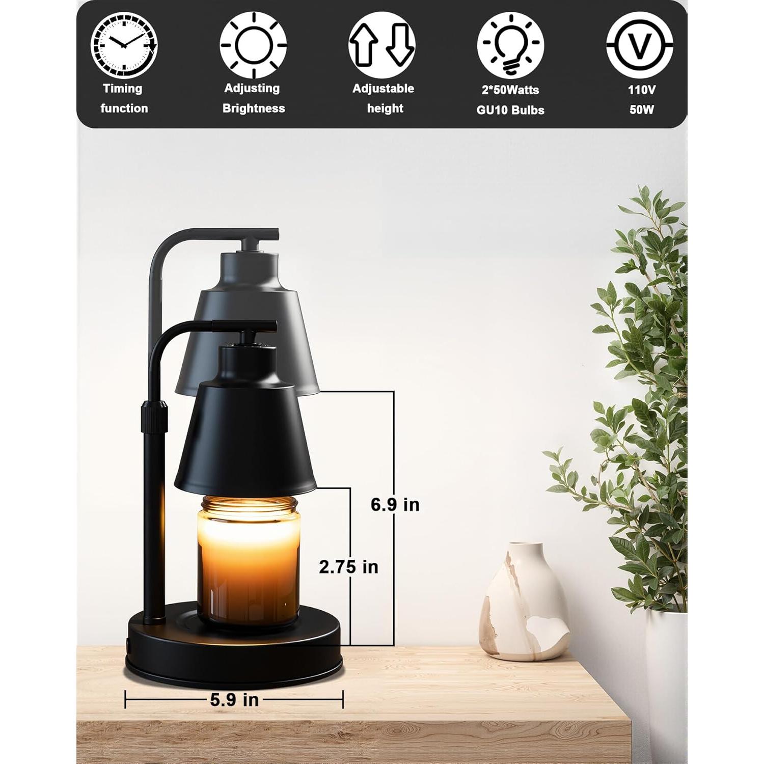 Lámpara Calentadora de Velas HONGZZI Ajustable con Temporizador