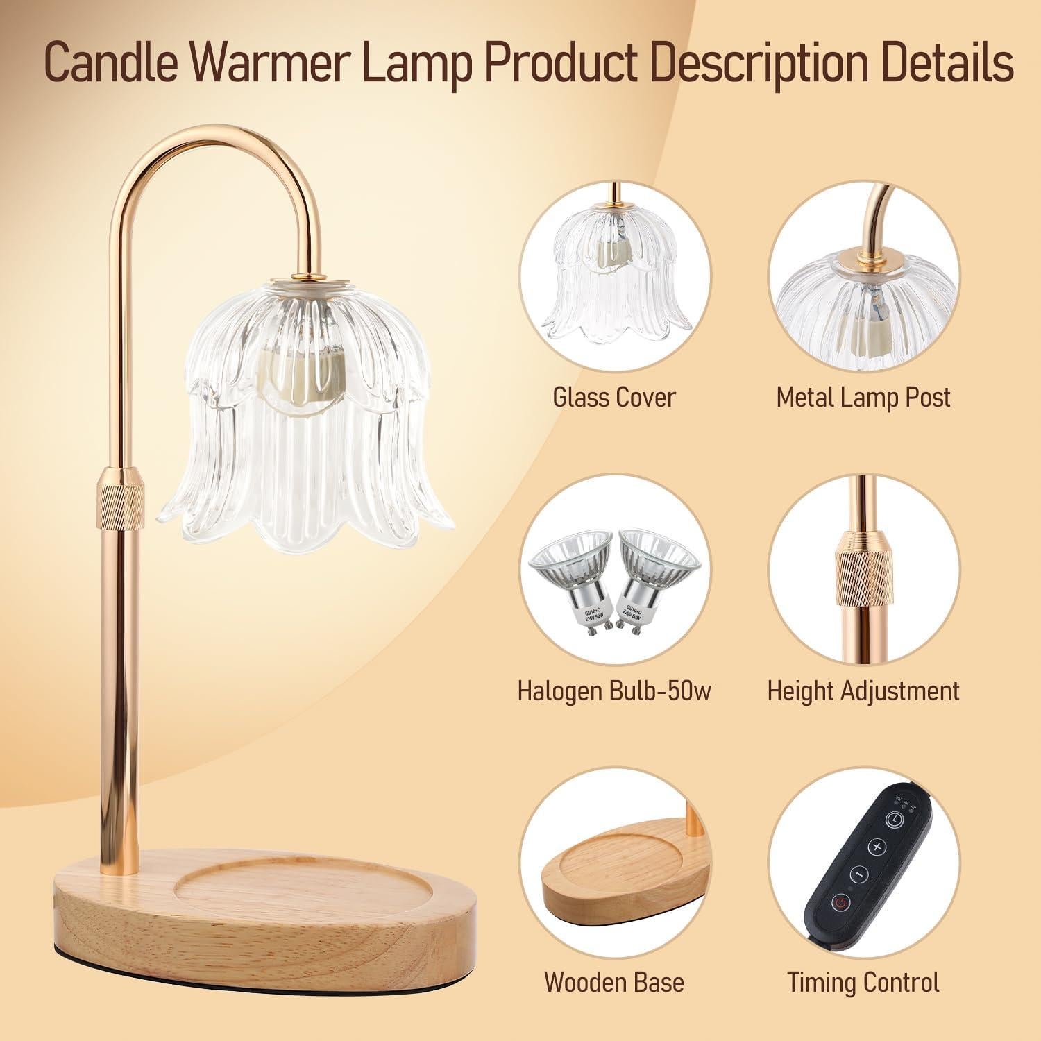 Lámpara Calentadora de Velas YDSP con Temporizador Altura Ajustable