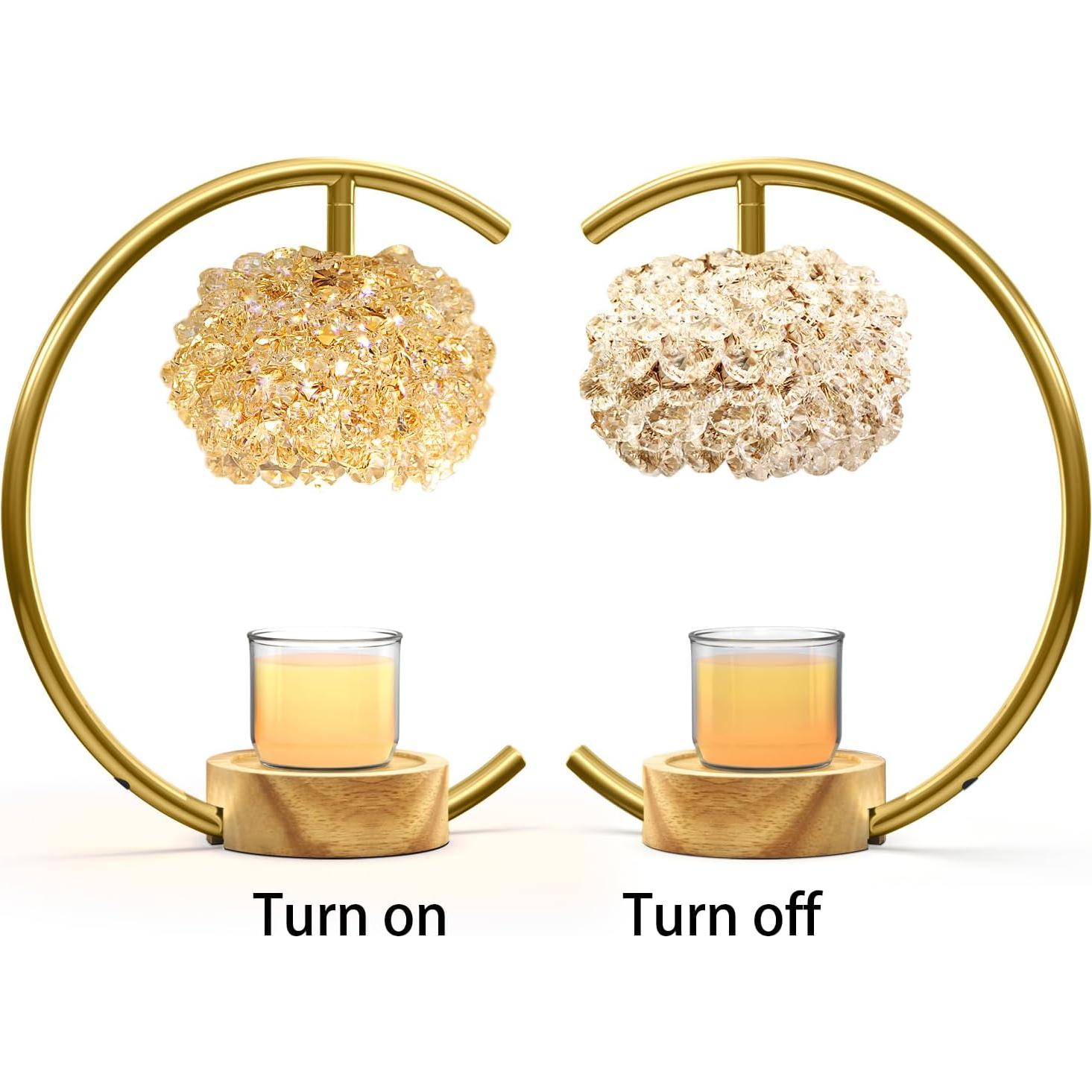 Lámpara Calentadora de Velas Yeuslor de Cristal y Madera 35W